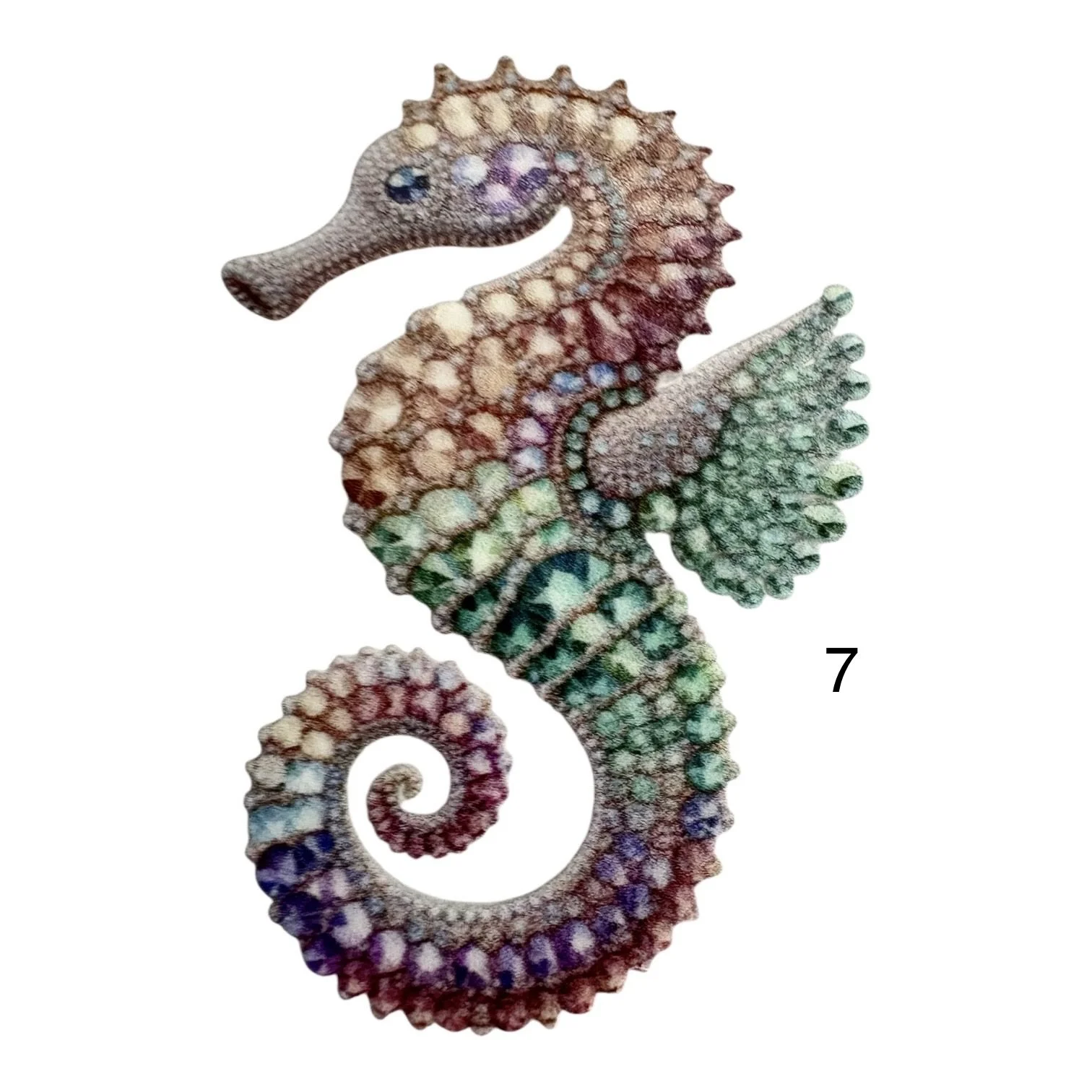 #7 Pastel Jeweled Seahorse UV DTF Sticker – 3.5”
