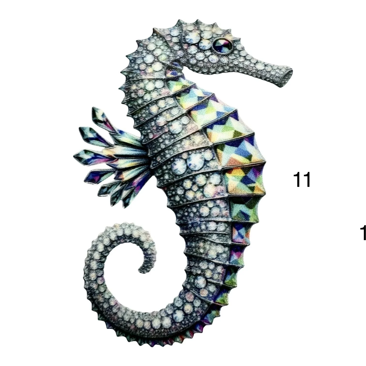 #11 Iridescent Jeweled Seahorse UV DTF Sticker – 3.5”