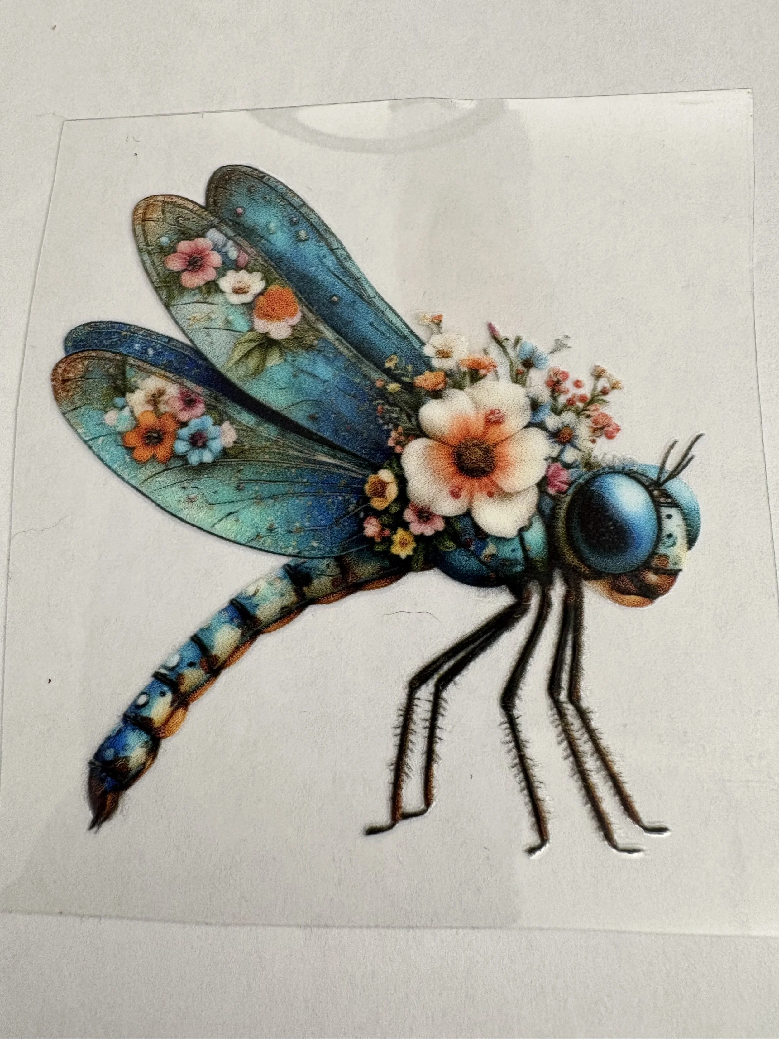 #8 Floral Wing Dragonfly UVDTF Sticker – 3x3”