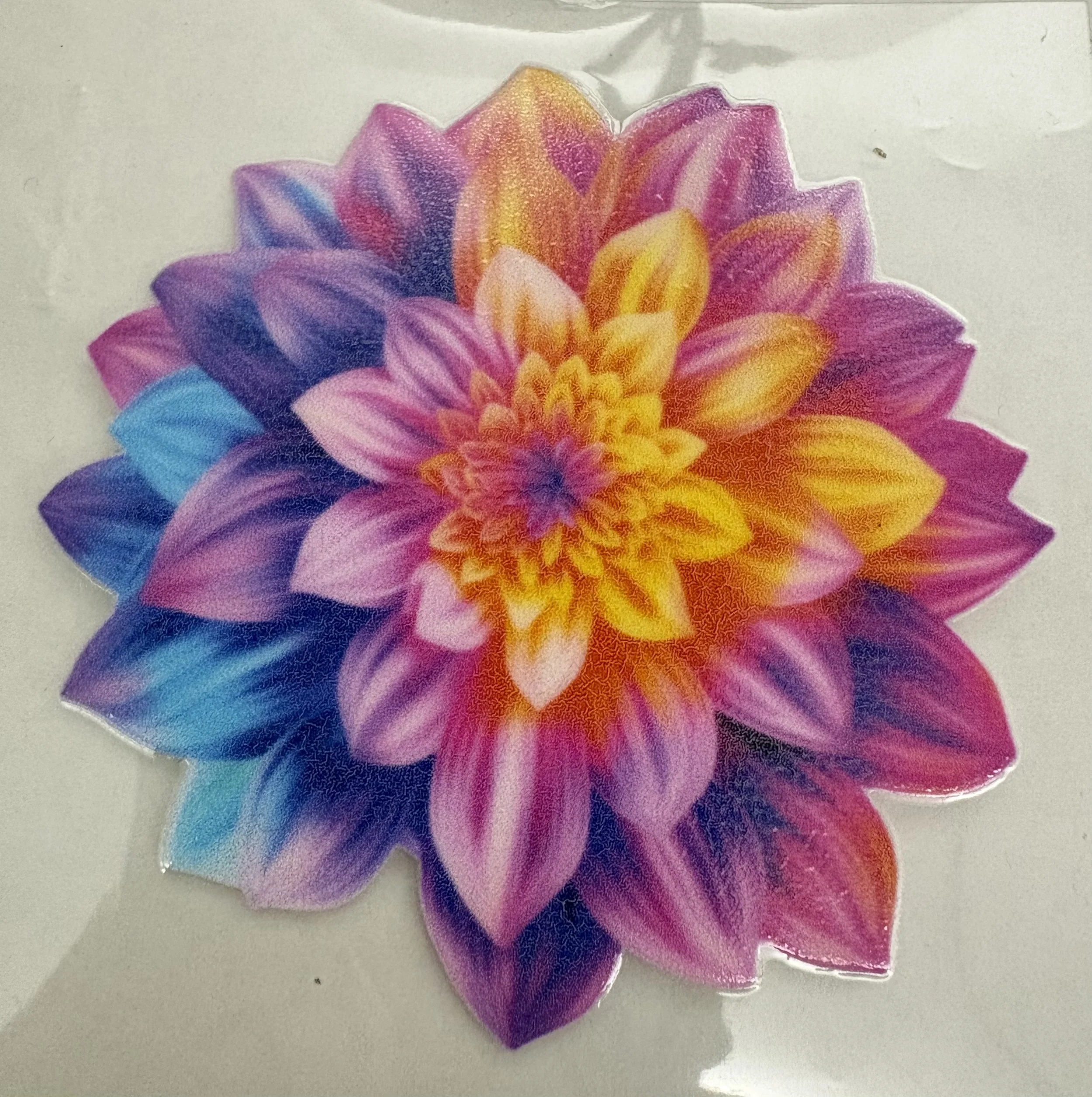 #10 – 3” × 3” Rainbow Dahlia UV DTF Sticker