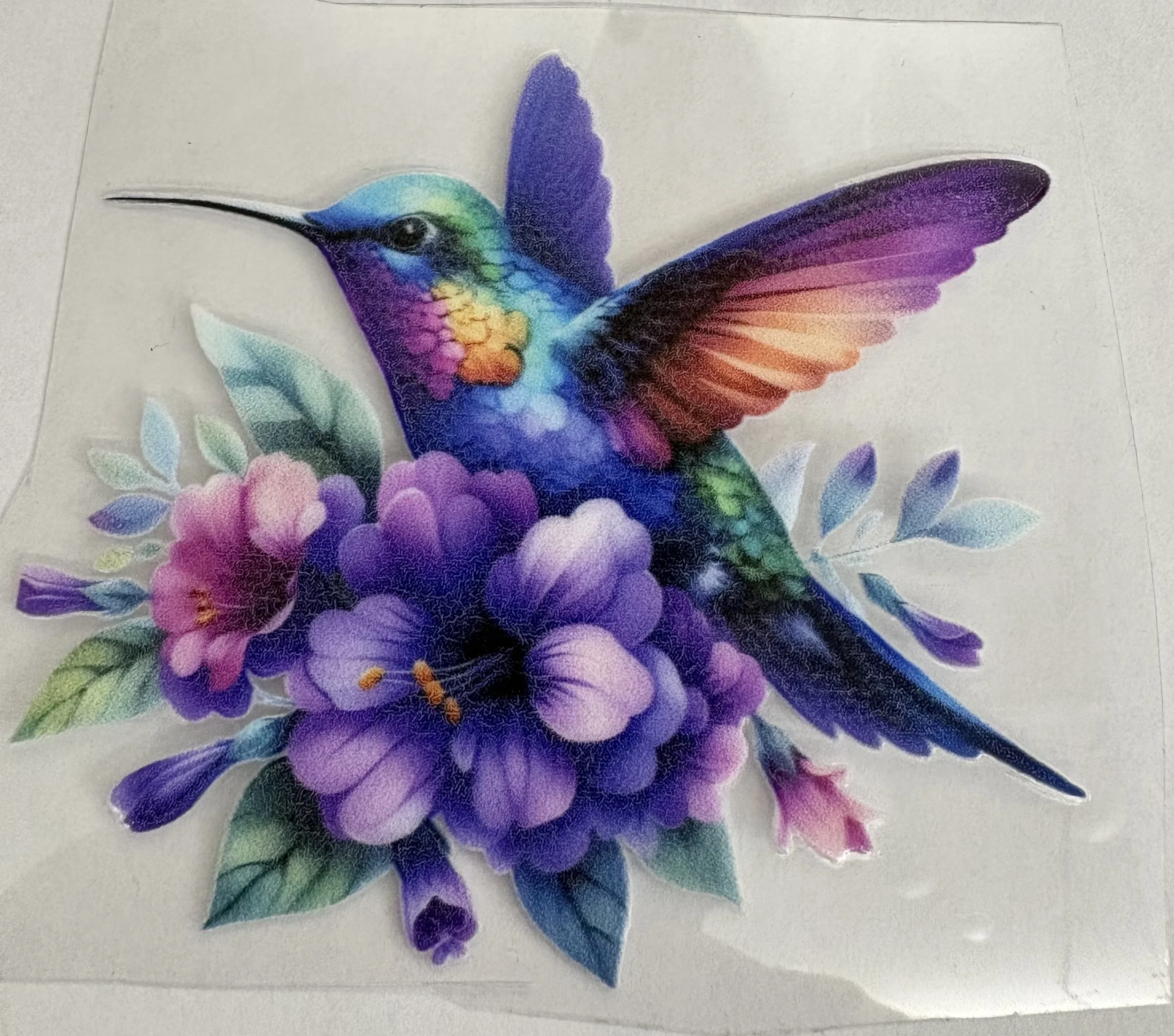 #6 Purple Garden Hummingbird UVDTF Sticker – 3x3”