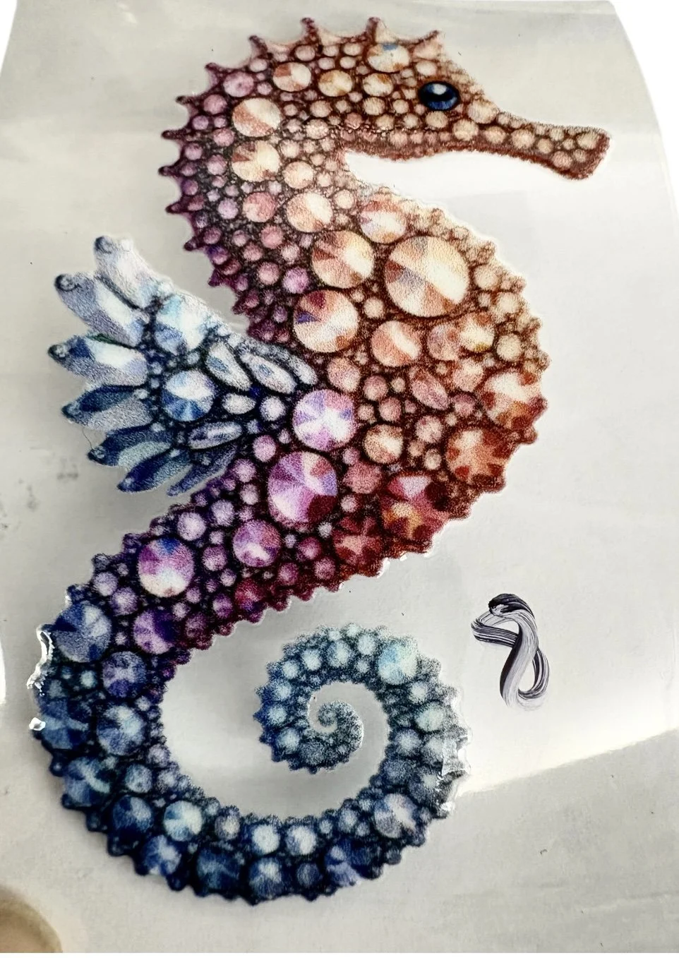 #8 Sunset Jeweled Seahorse UV DTF Sticker – 3.5”