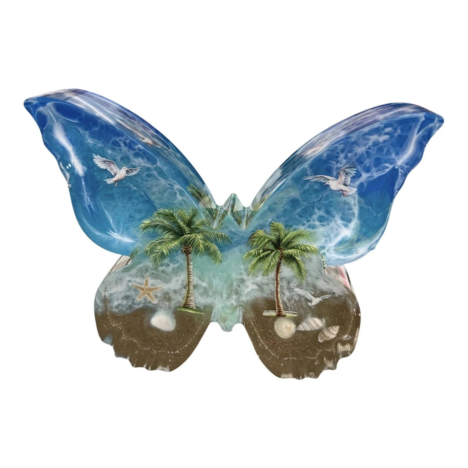 Twin Palms Coastal Butterfly – Freestanding or Wall Display – 7” x 6” x 1.5