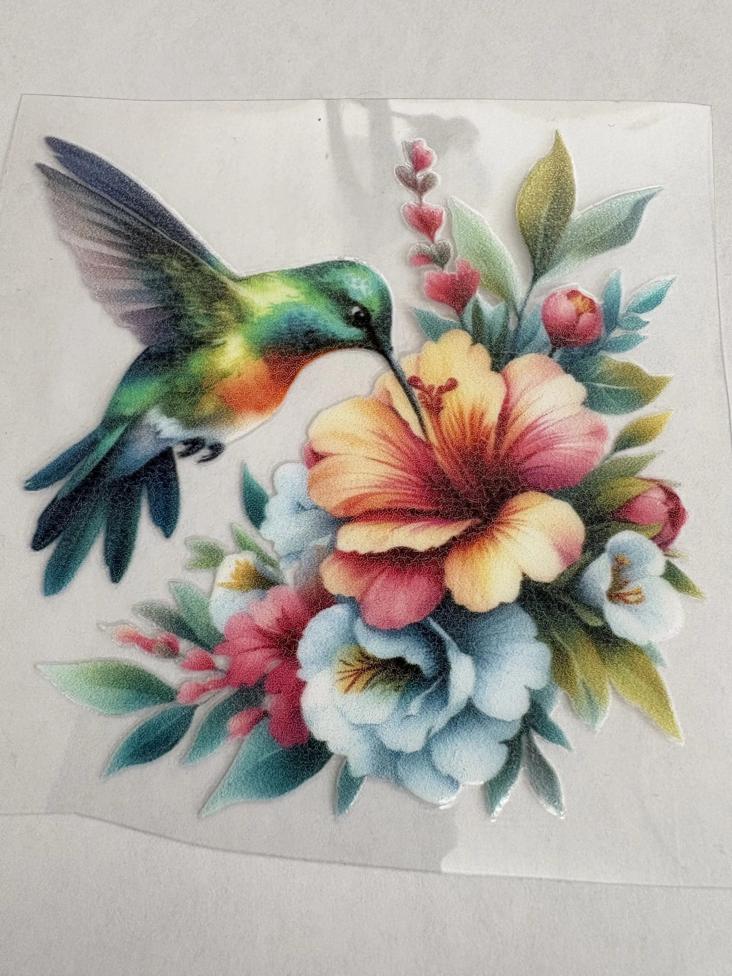 #4 Tropical Blossom Hummingbird UVDTF Sticker – 3x3”