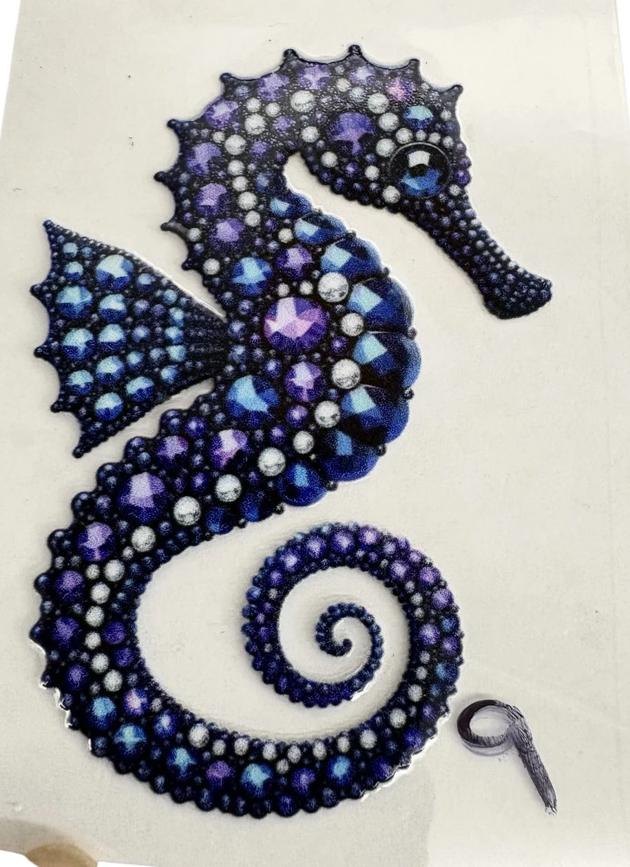 #9 Blue & Purple Jeweled Seahorse UV DTF Sticker – 3.5”