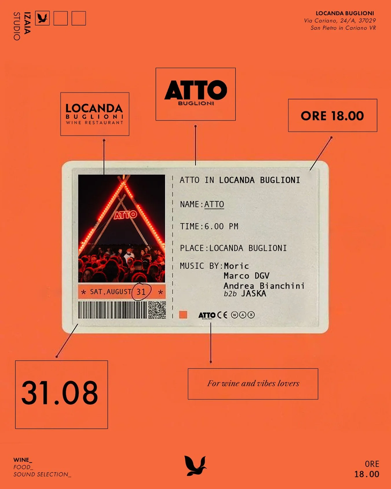 The last dance 🤝🏻 31.08.2025
Sound selection from 18.00
Moric - Marco DGV - Andrea Bianchini
b2b JASKA🕺🏻
📍Via Cariano, 24/ A, 37029 San Pietro in Cariano VR
🎟️Per prenotare
registrarsi all’evento tramite il link in bio