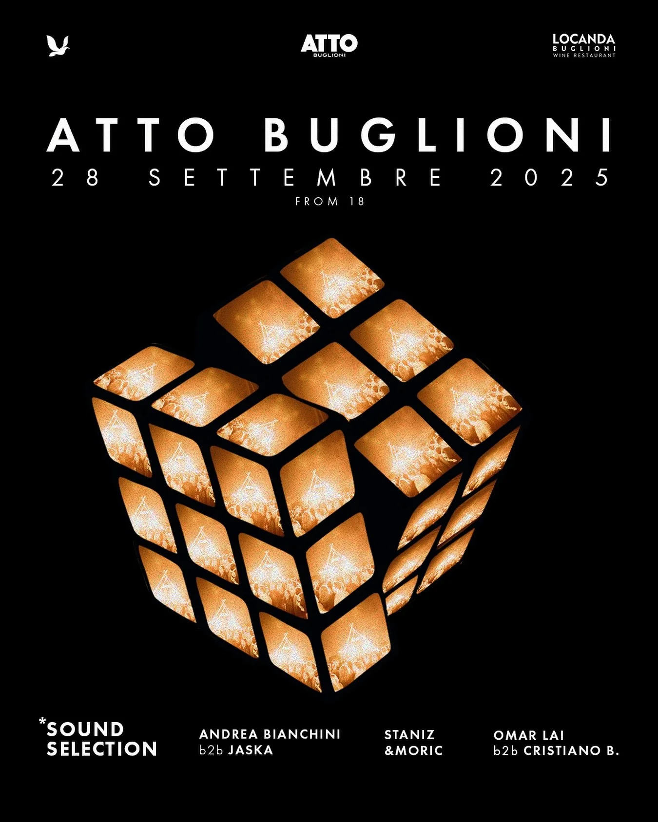 Extra date/ closing season🎁 28.09.2025
h18.00
🎧Sound selection 
Andrea Bianchini b2b Jaska - Staniz&Moric - Omar Lai b2b Cristiano B.
📍Via Cariano, 24/ A, 37029 San Pietro in Cariano VR
🎟️Per prenotare
registrarsi all’evento tramite i