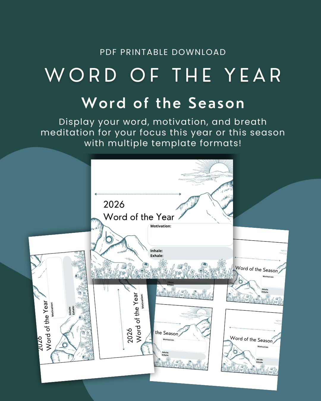 Word of the Year, Word of the Season Printable Templates
