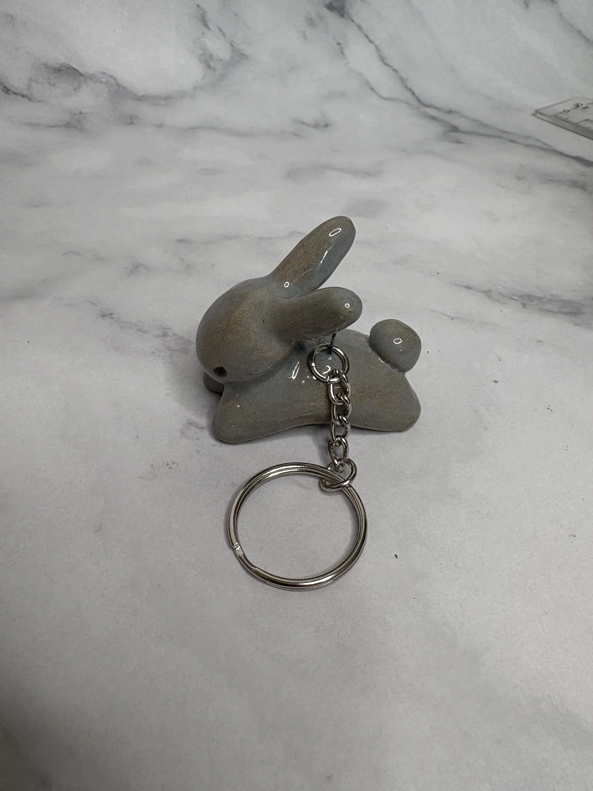 Gray Bunny Keychain