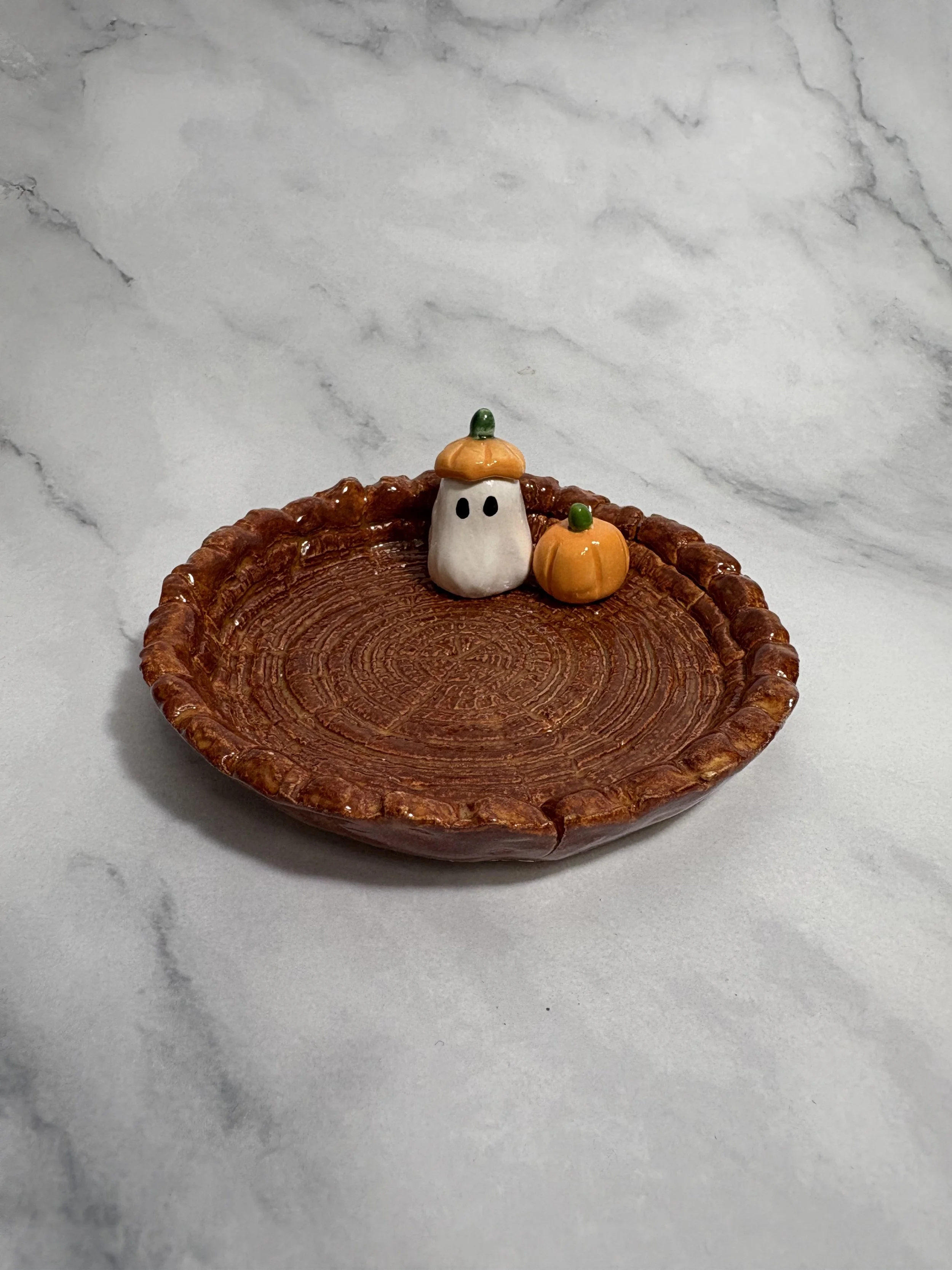 Pumpkin ghost trinket dish