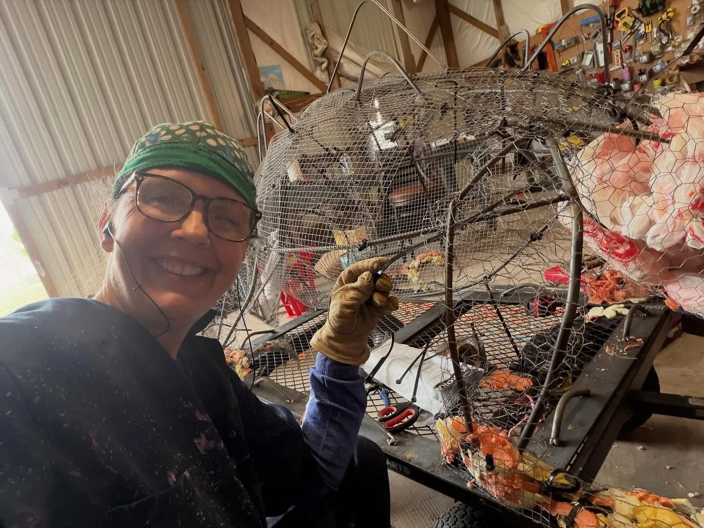 Babysauras is coming together.  Relying on one of my favorite tools - these super strength zip ties.  I found them when I worked on my first art car entry.  They are what hold on my temporary art car and play a big part in their structure.  It&rsquo;