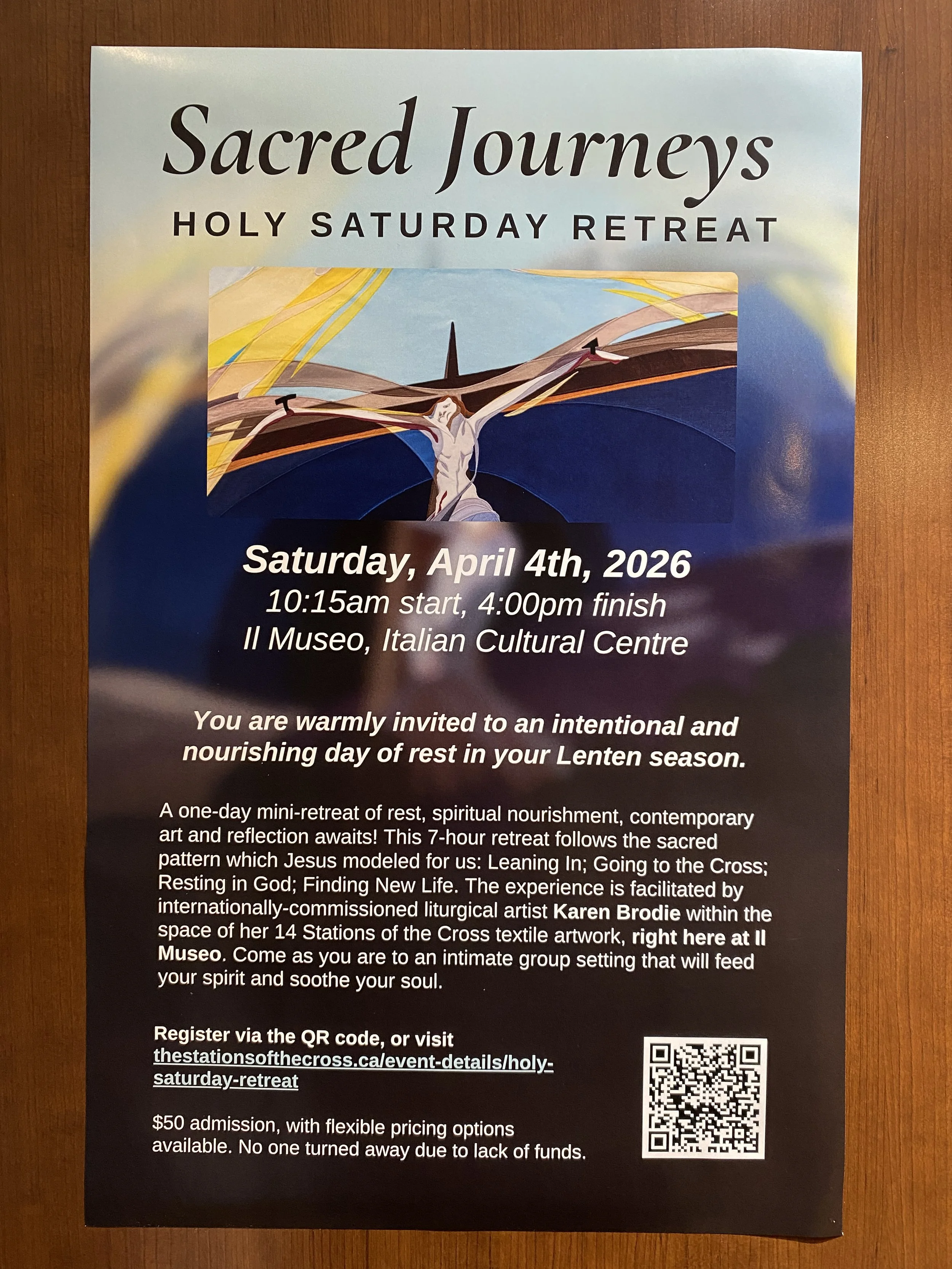 Poster design for Karen Brodie's Holy Saturday Retreat, 2026