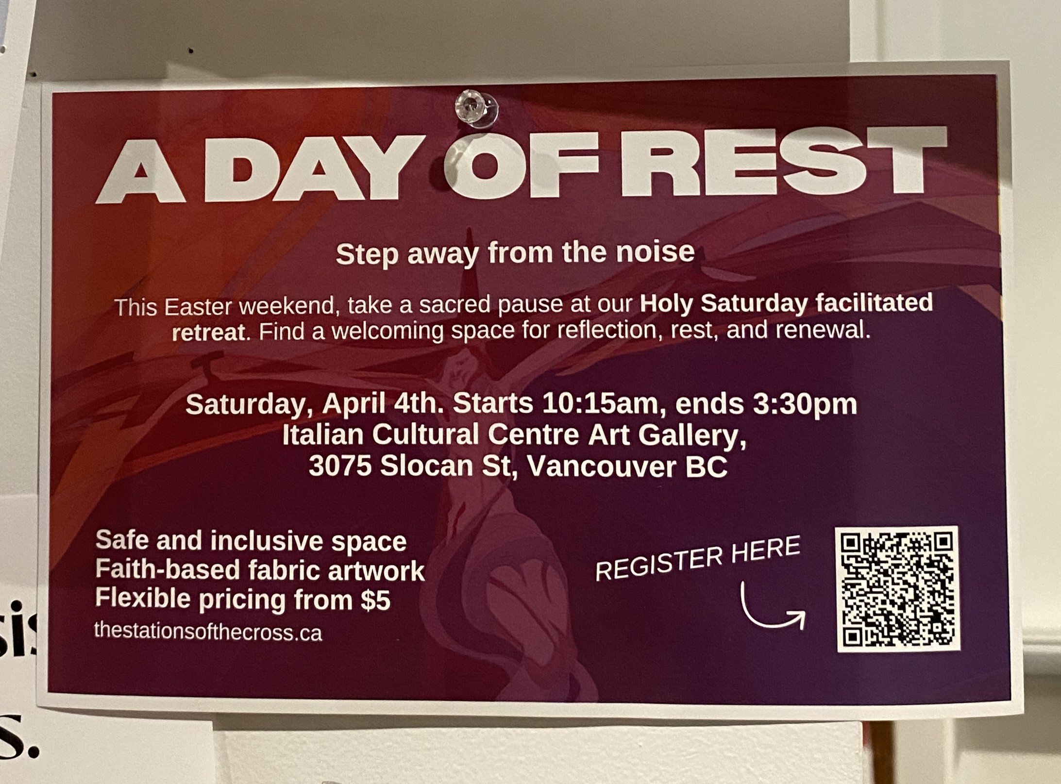 Advertising graphic for Karen Brodie's Holy Saturday Retreat, 2026
