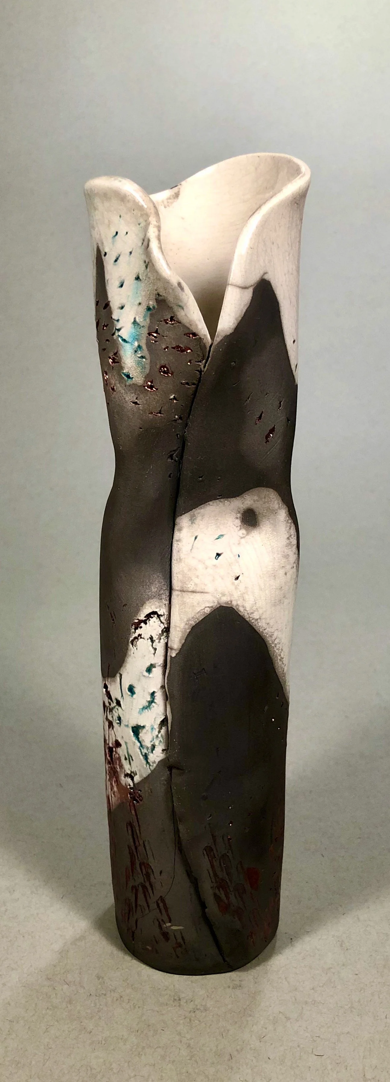 25-T Raku Hands On Vase front.jpeg