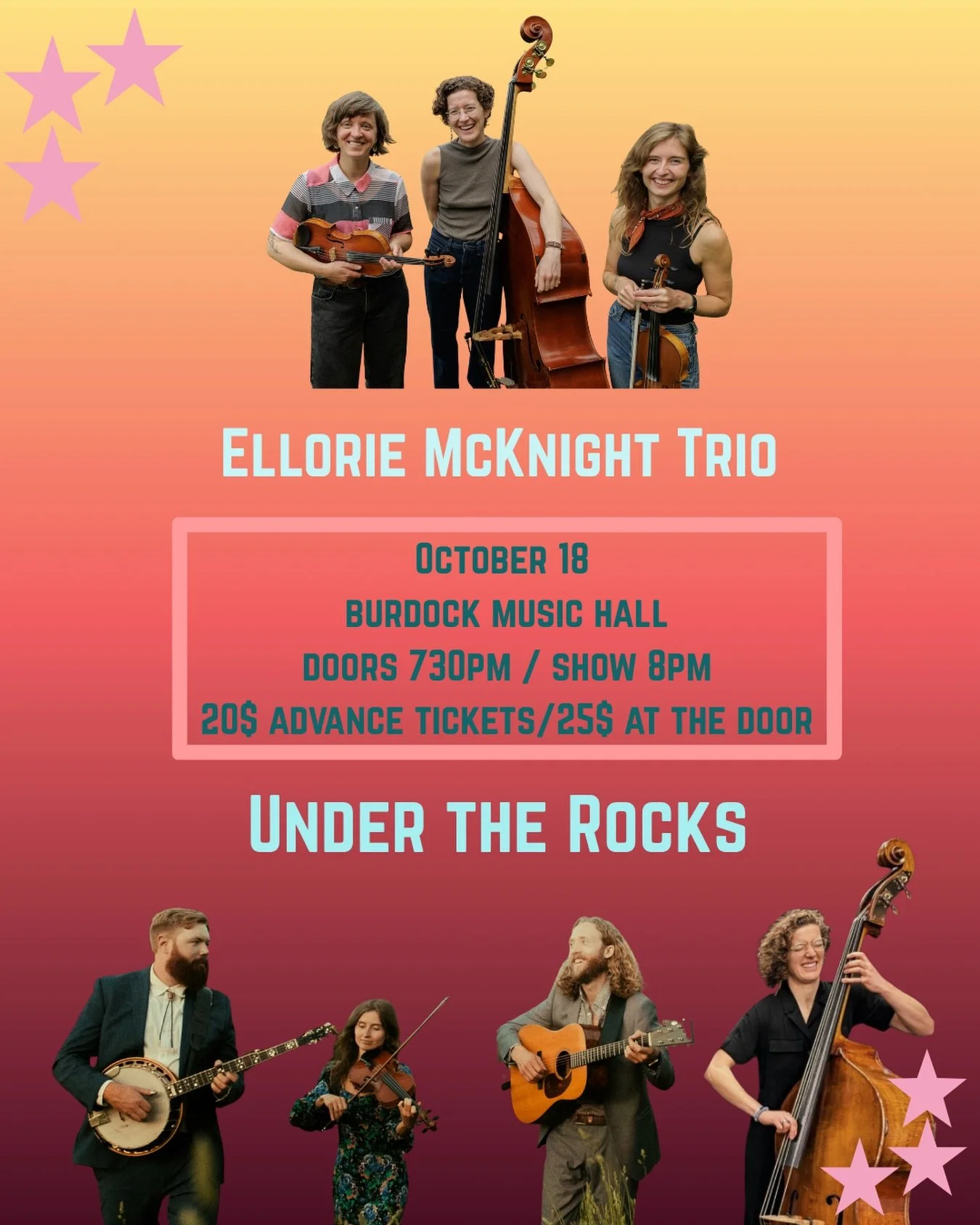 In case you can&rsquo;t tell, AI was not used to make this poster 😂 

TORONTO!!!!! 
COBIL SHOW COMING RIGHT UP!!!
WITH @elloriemcknight_music PLAYING AS TRIO WITH @jmckennamusic AND @chloedavidsonmusic 
AND THEN @undertherocksband !!!

@theburdockmu