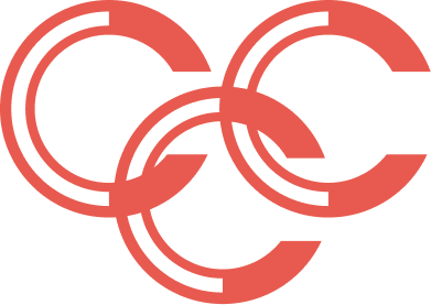 A stylized logo of interconnected rings in red and black.