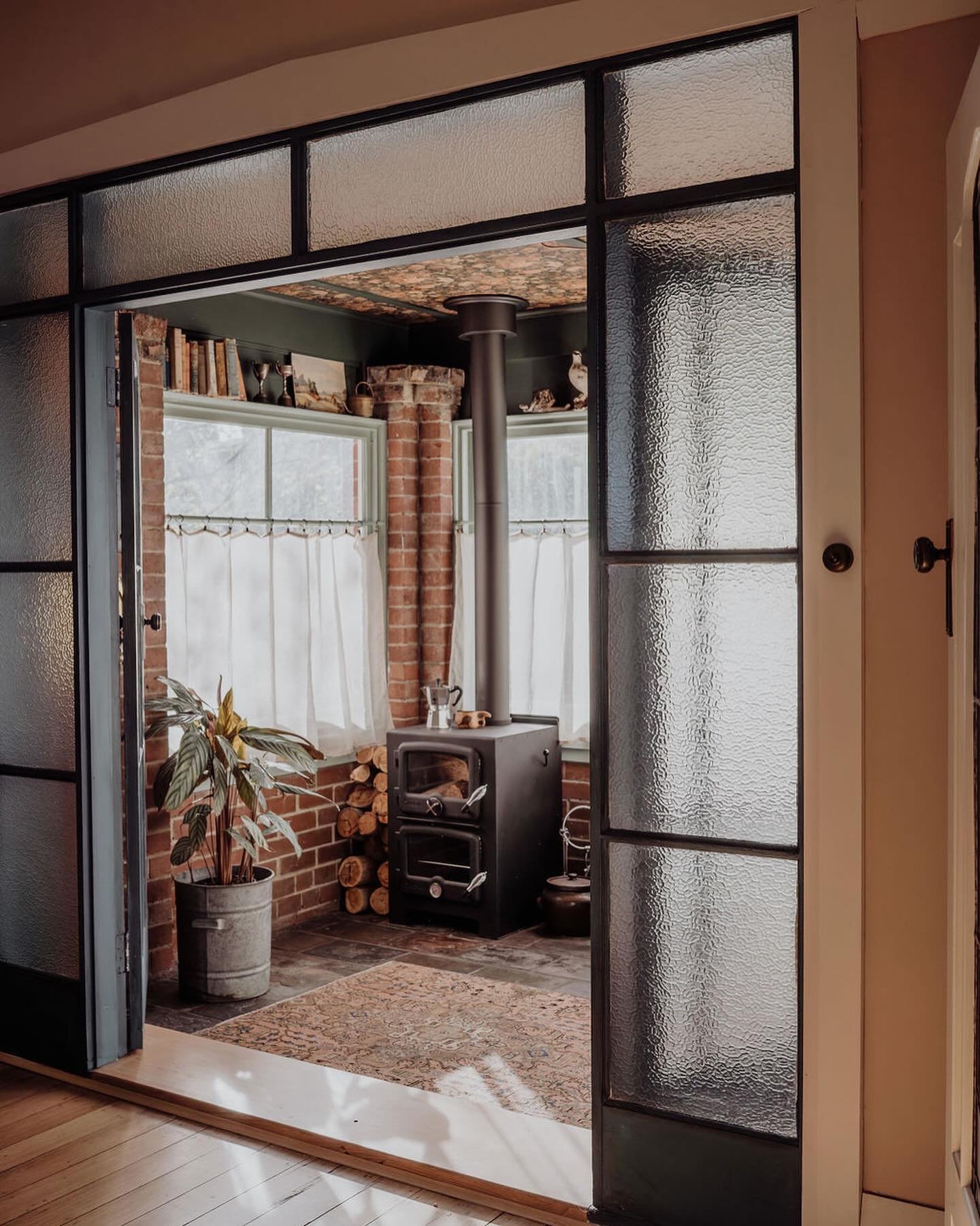 BEFORE &lt; AFTER. I always dreamed of a little cozy sunroom overlooking the garden and when I saw these HUGE vintage doors I just knew they were meant to sail the seas from Melbourne and be the entrance to this room (which didn&rsquo;t exist). Fast 