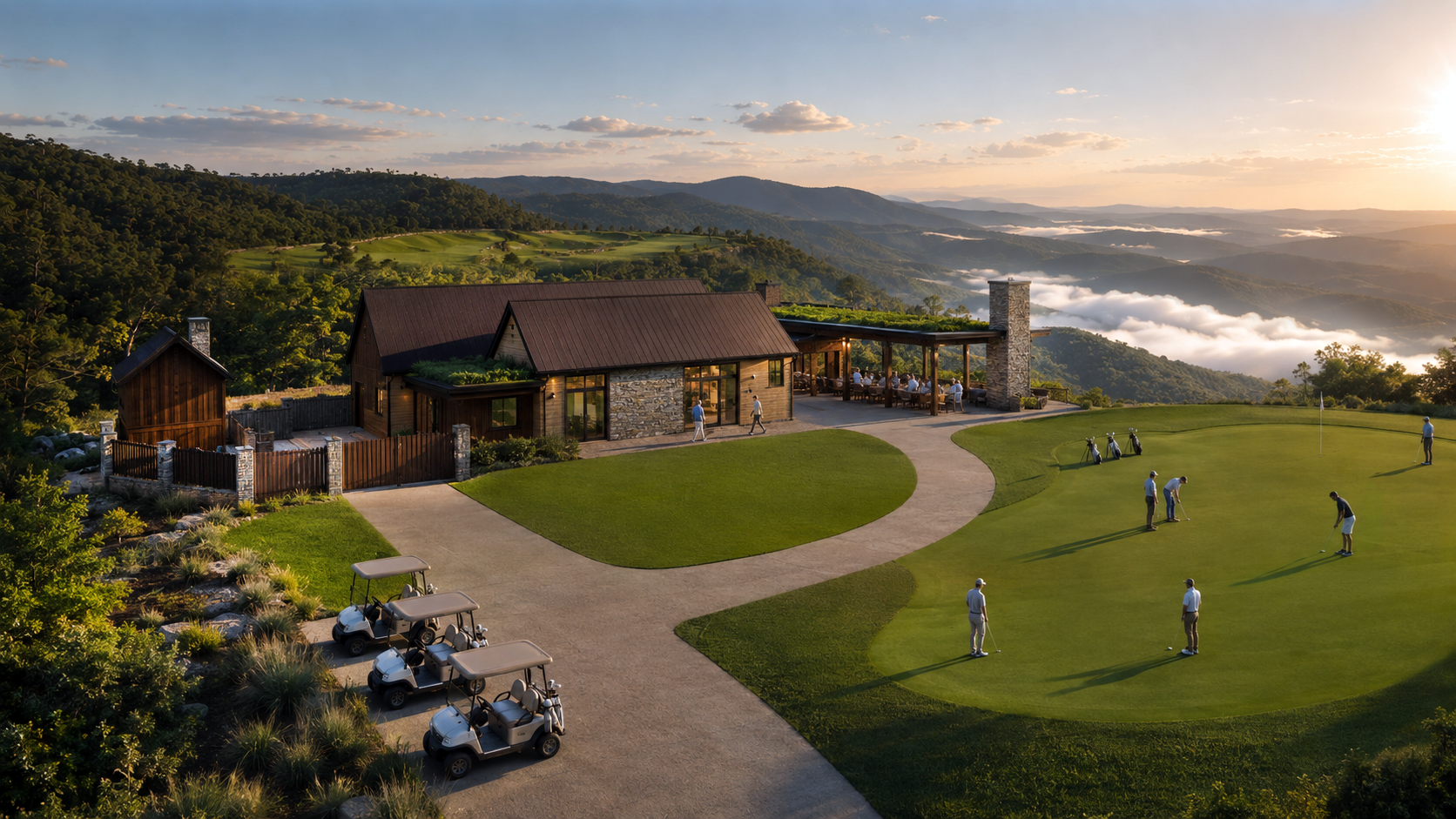 A photorealistic rendering of  a Outpost a at The Keep Golf Course at the Mclemore resort in Rising Fawn, Georgia