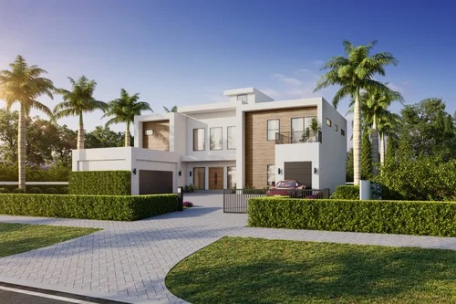 Golf Course Commercial Building Lake View 3d Rendering