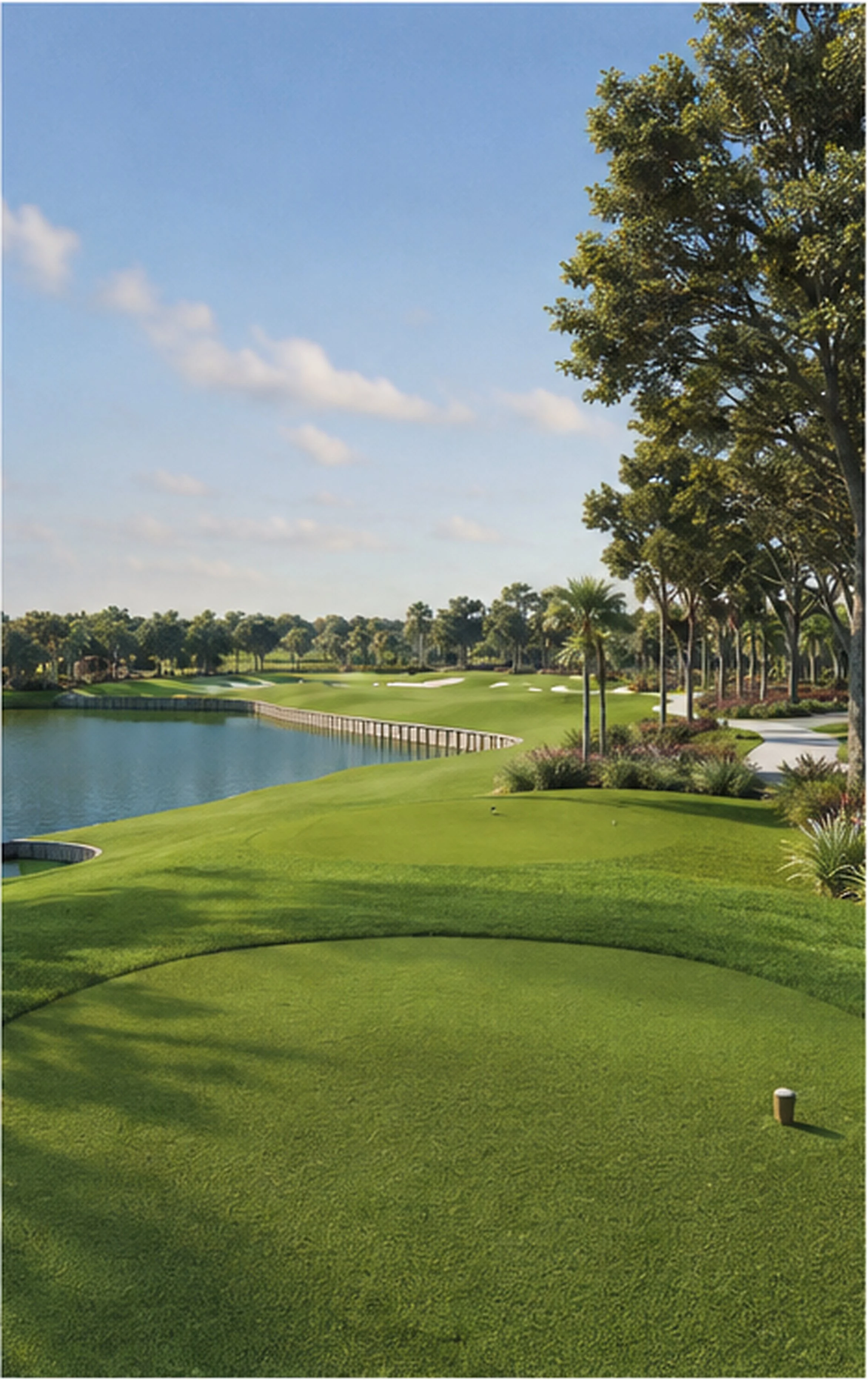 Wyndemere Country Club proposed aerial view showing how tees, fairway corridors, water, bunkers, vegetation, and the green complex relate within the hole.