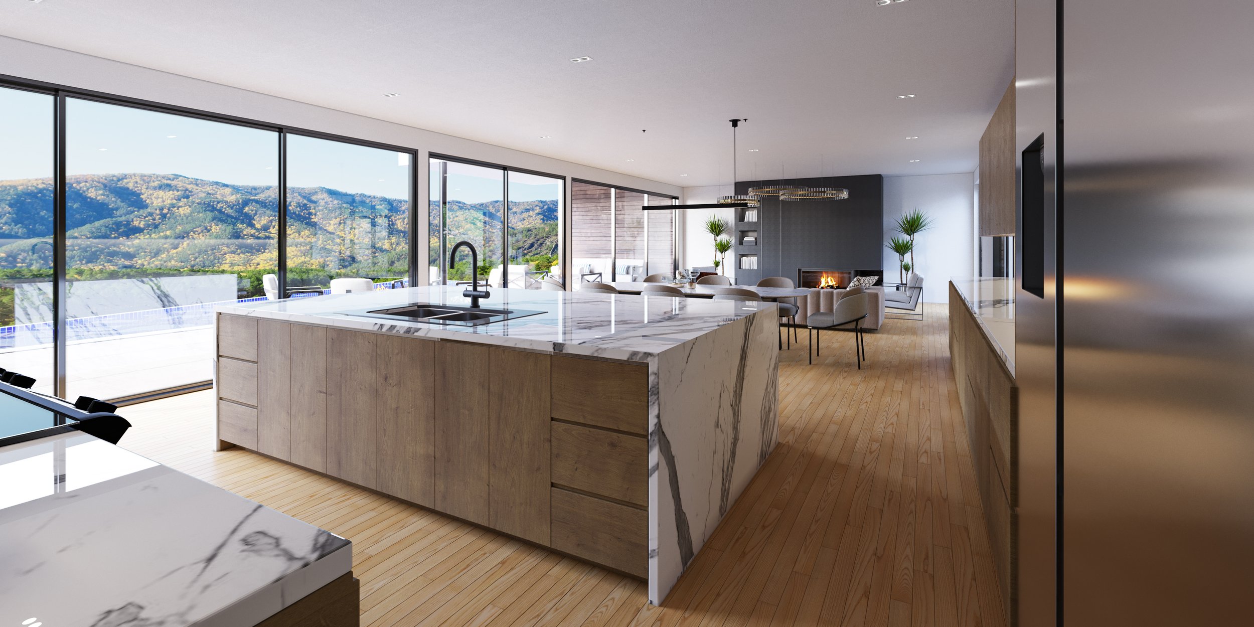 cedar oak-luxury-kitchen-with-mountain-view-3d-render.jpg