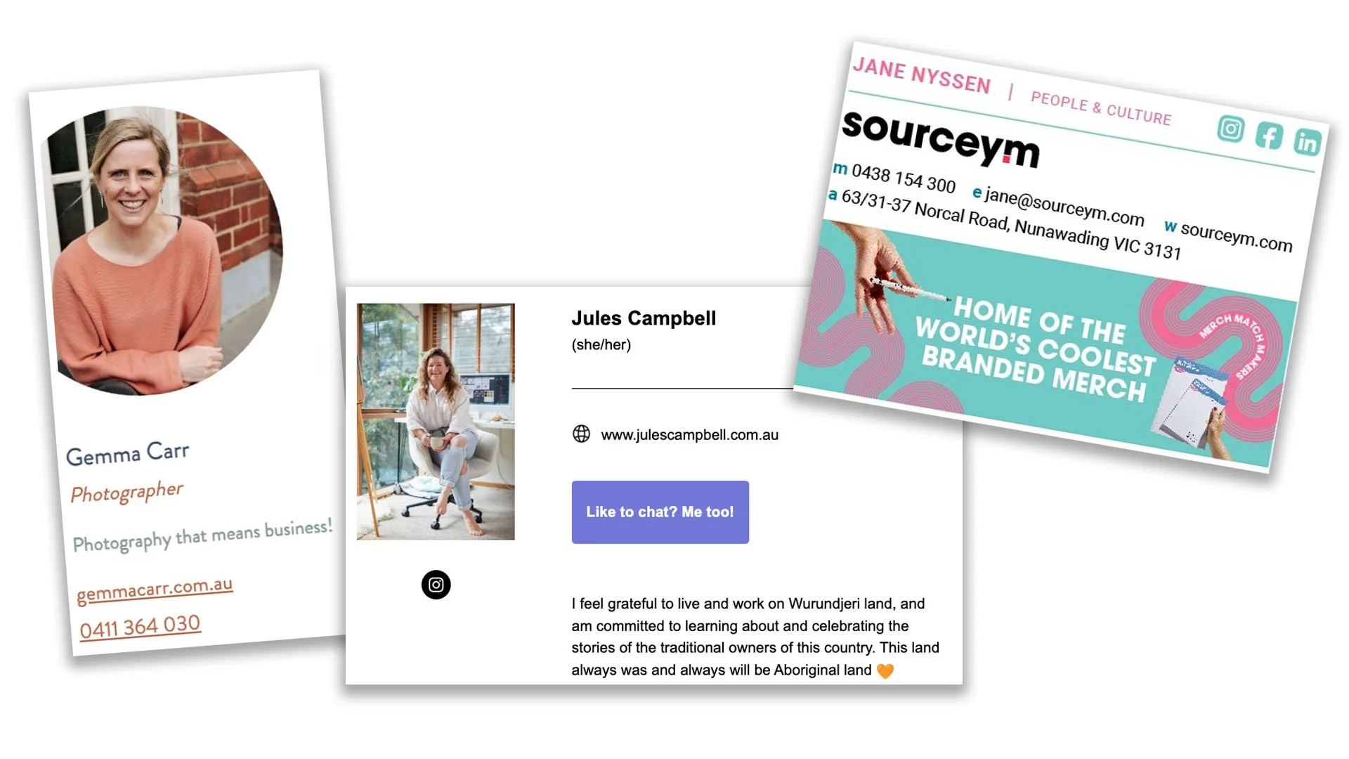 Example of a professional email signature with a headshot photo created using brand photography by Gemma Carr