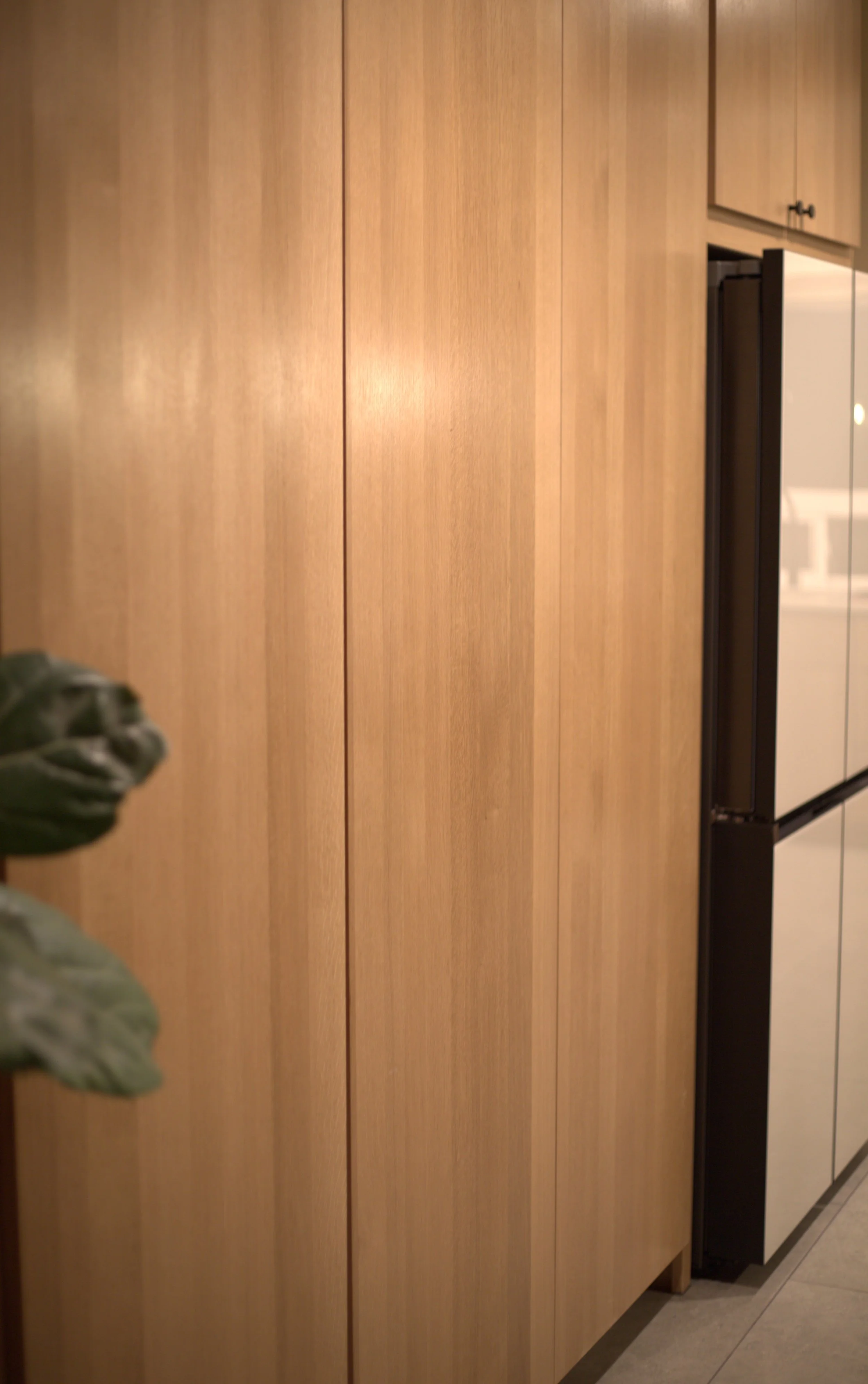 Rift sawn white oak slab cabinetry beautiful clear grain