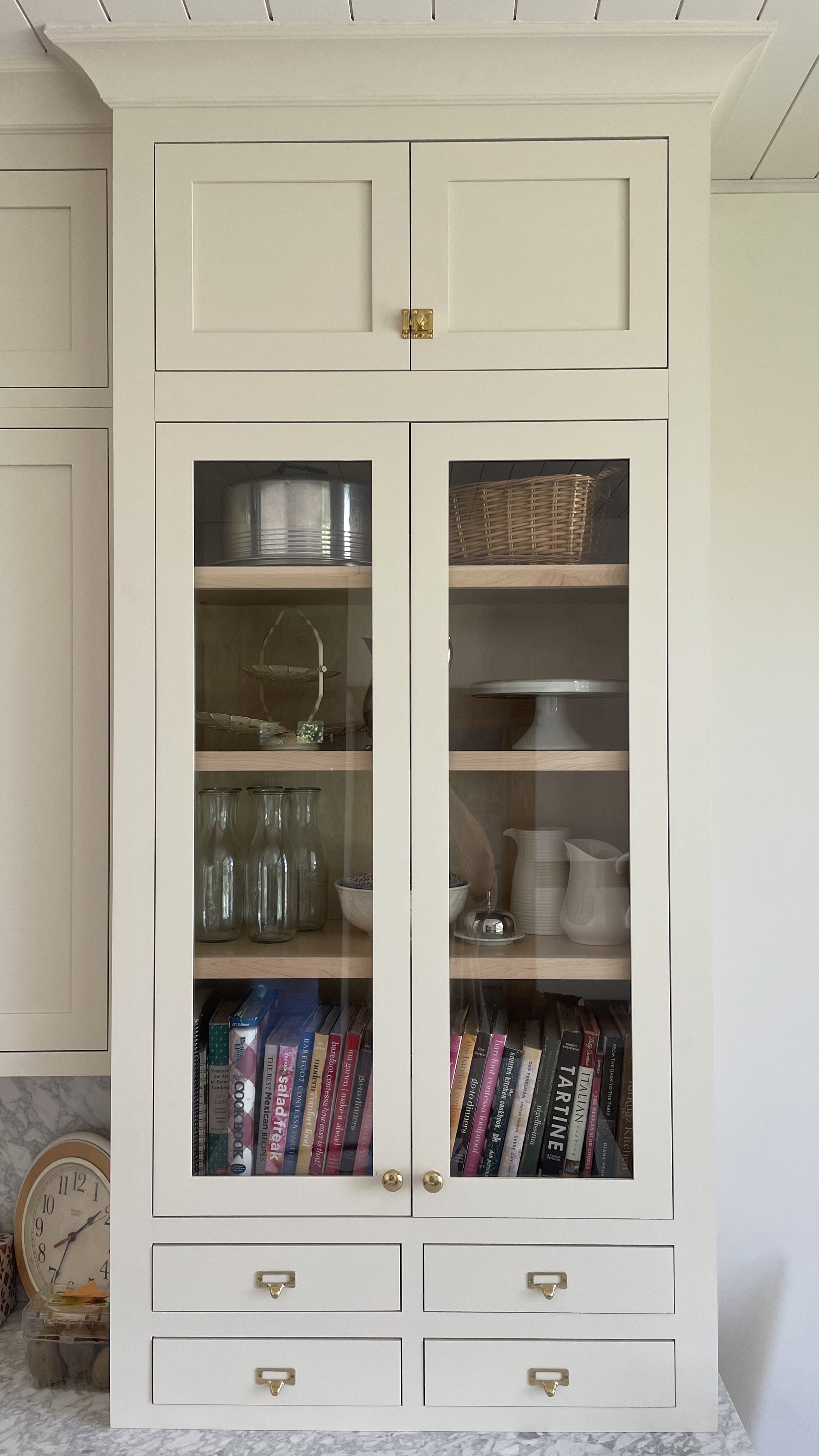 Counter to ceiling hutch with glass