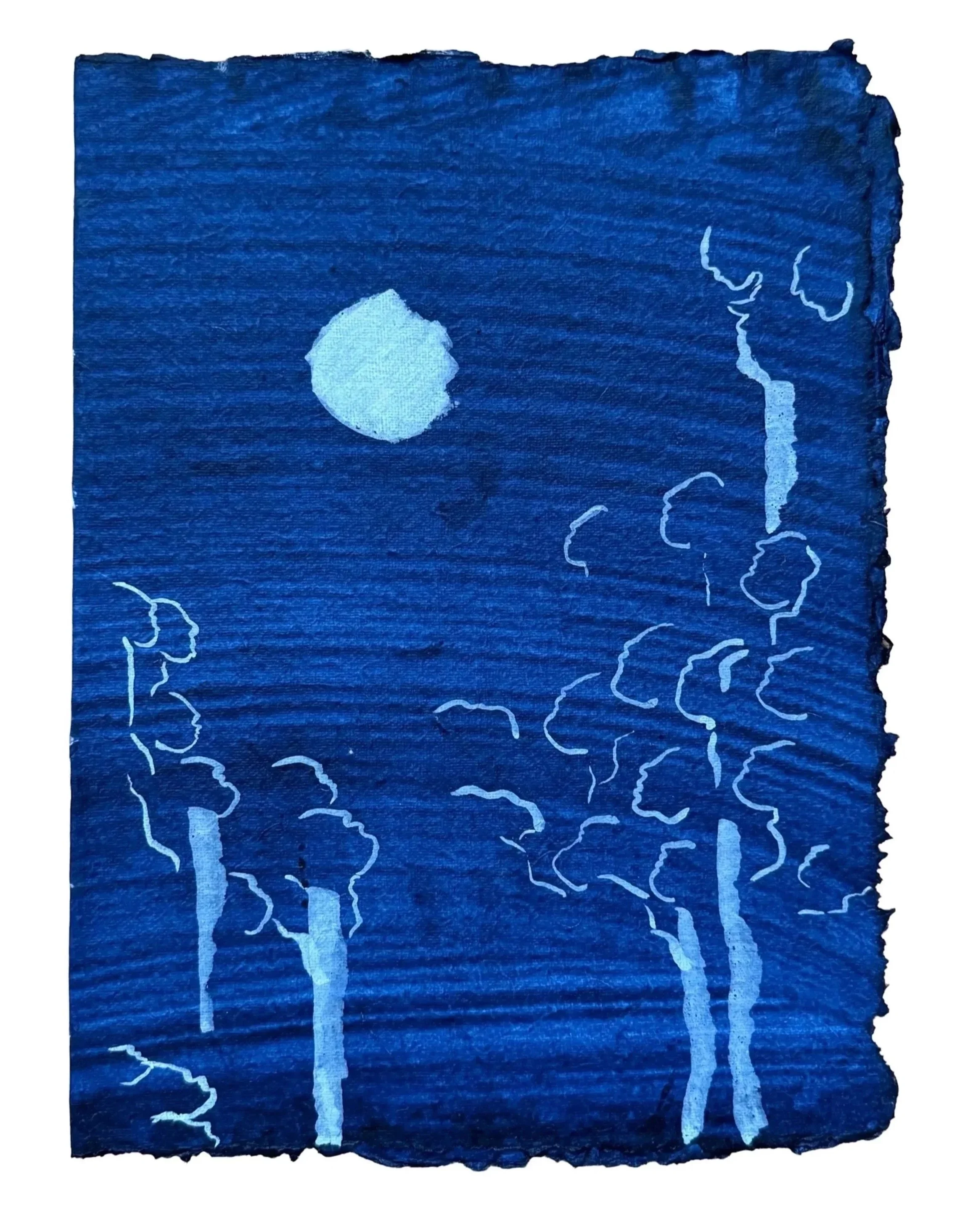 SOMOS  BAJO  LA  LUNA  ( MOONLIT )
ink  on  dyed  paper
12 x 8 in 