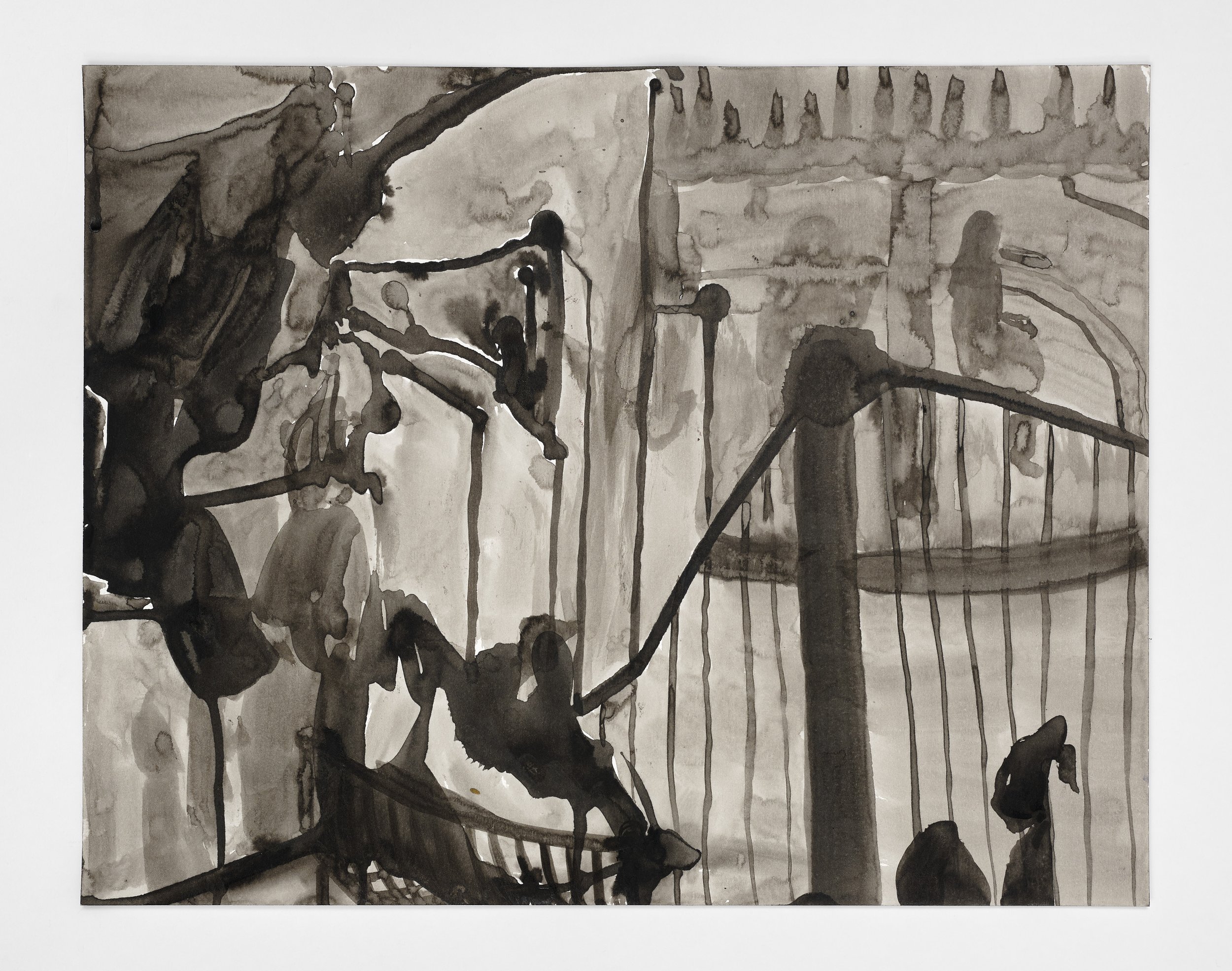 DE NOCHE III,
13 x 10 in,
India ink on paper,
2019