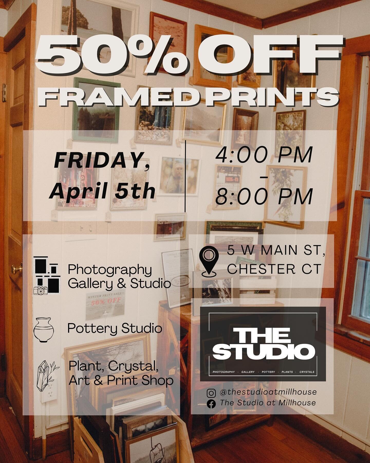 Happy First Friday!! With everything we&rsquo;ve had going on the past few weeks we won&rsquo;t be hosting an event of any sort BUT you can stop by and shop 50% off all framed prints!! TONIGHT ONLY FROM 5-8! 

We&rsquo;ll be there getting ready for o