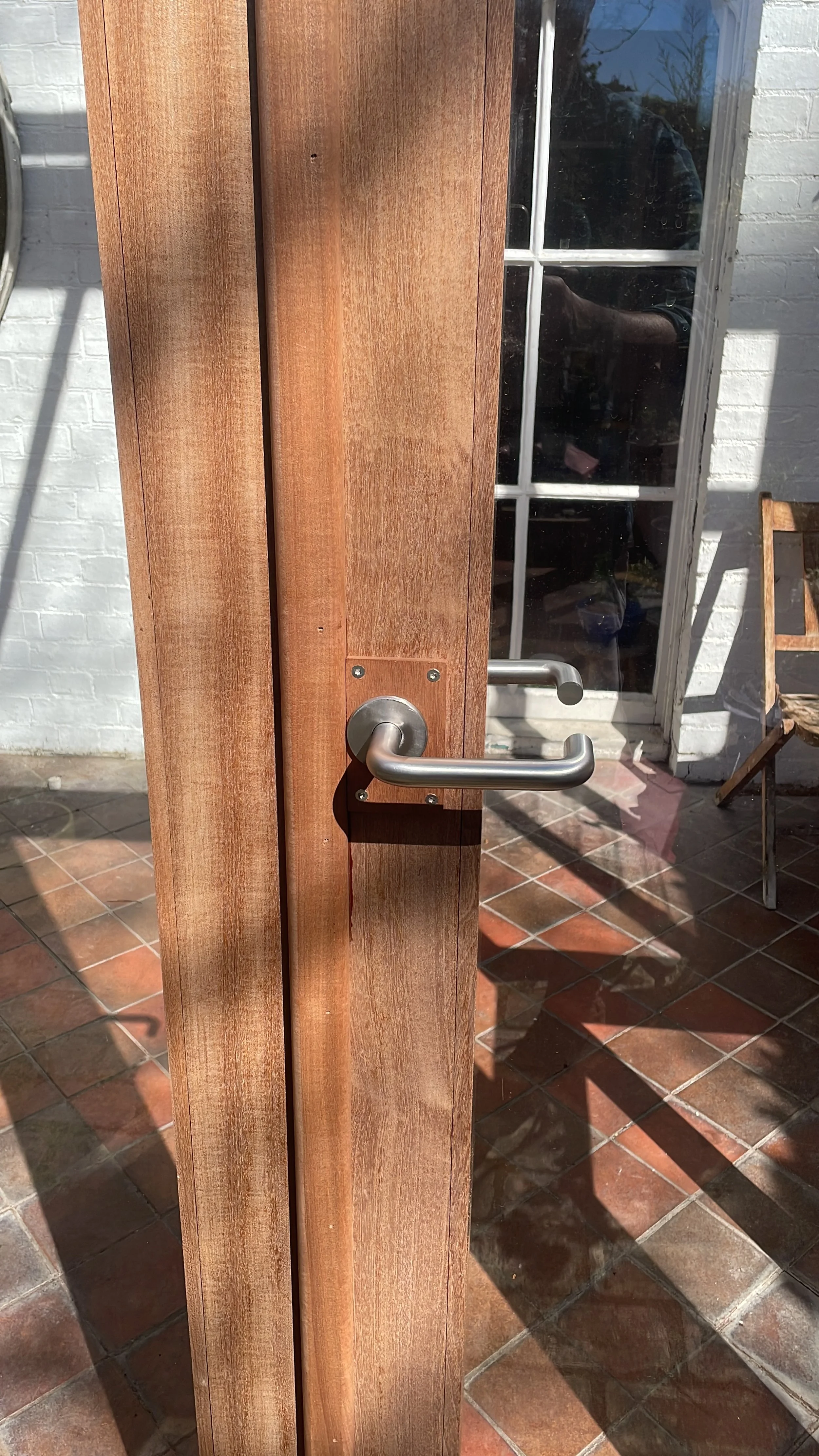 Sapele, French doors, conservatory, Cambridge gardens