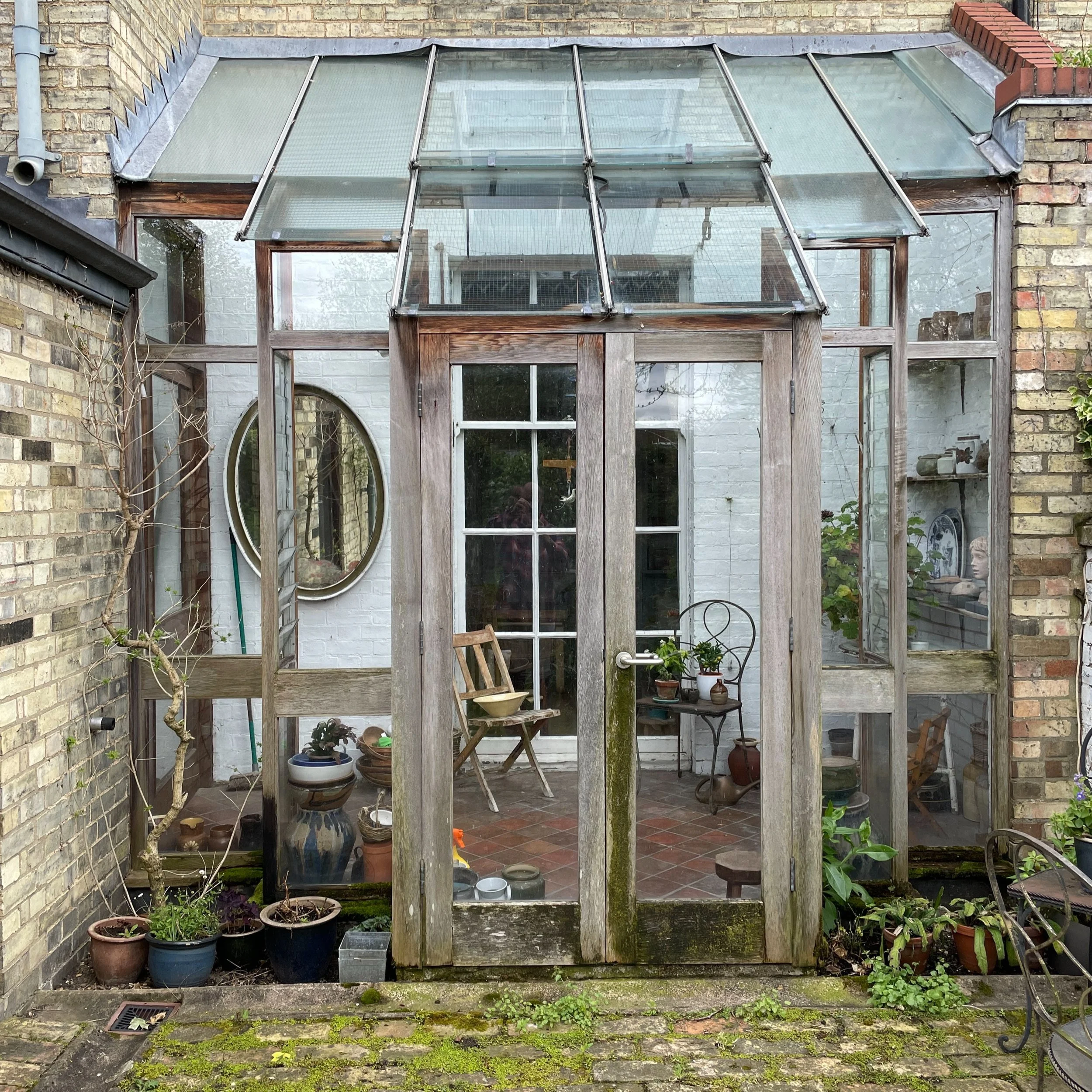 Sapele, raw timber, conservatory, Cambridge gardens, private commission, restoration project, rebuild, mortise and tenon, French doors