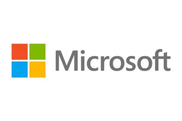 Microsoft logo with colorful four-square emblem and 'Microsoft' text