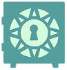 Digital safe with a keyhole in the center, icon illustration