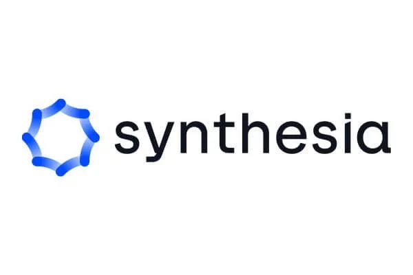Synthetia logo with a blue, stylized circular graphic and black text