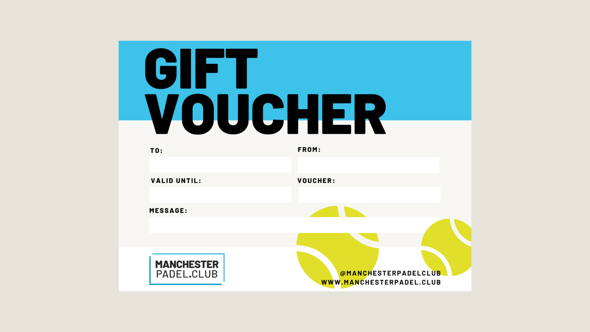 Manchester Padel Club Gift Voucher