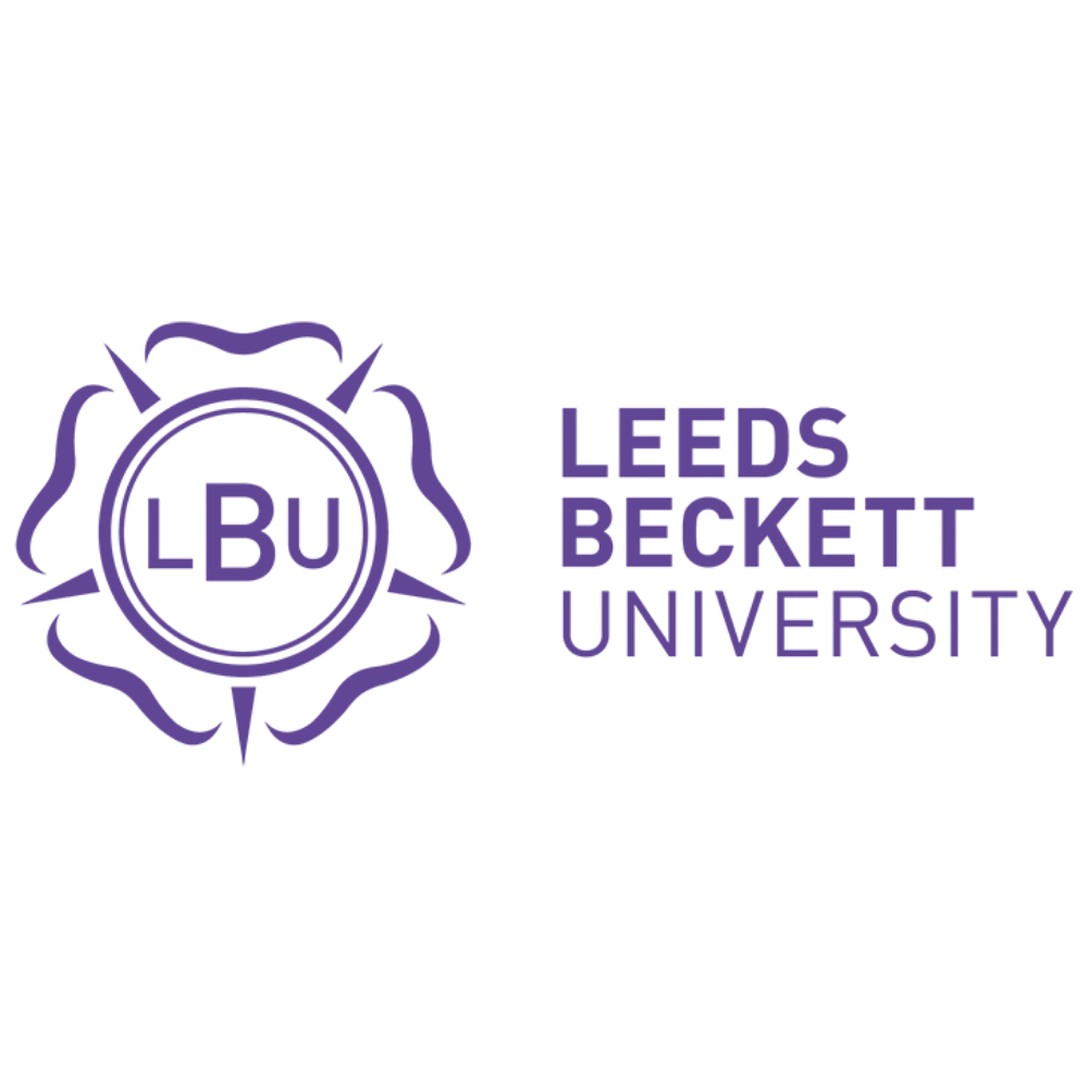 Logo for Leeds Beckett University with purple branding and the university's initials LBU inside a circular emblem.