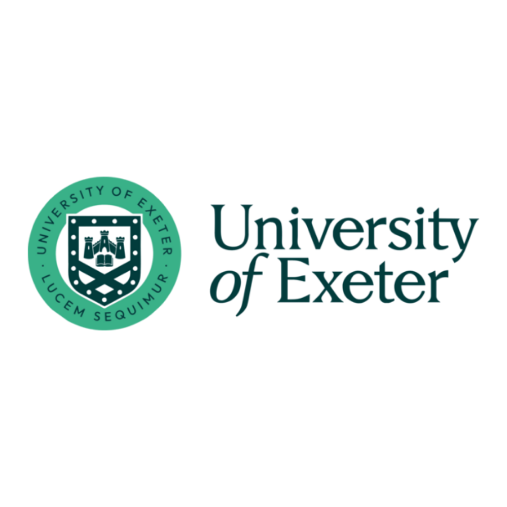 Logo of the University of Exeter, featuring a shield emblem and the university's motto 'Lucem Sequimur'