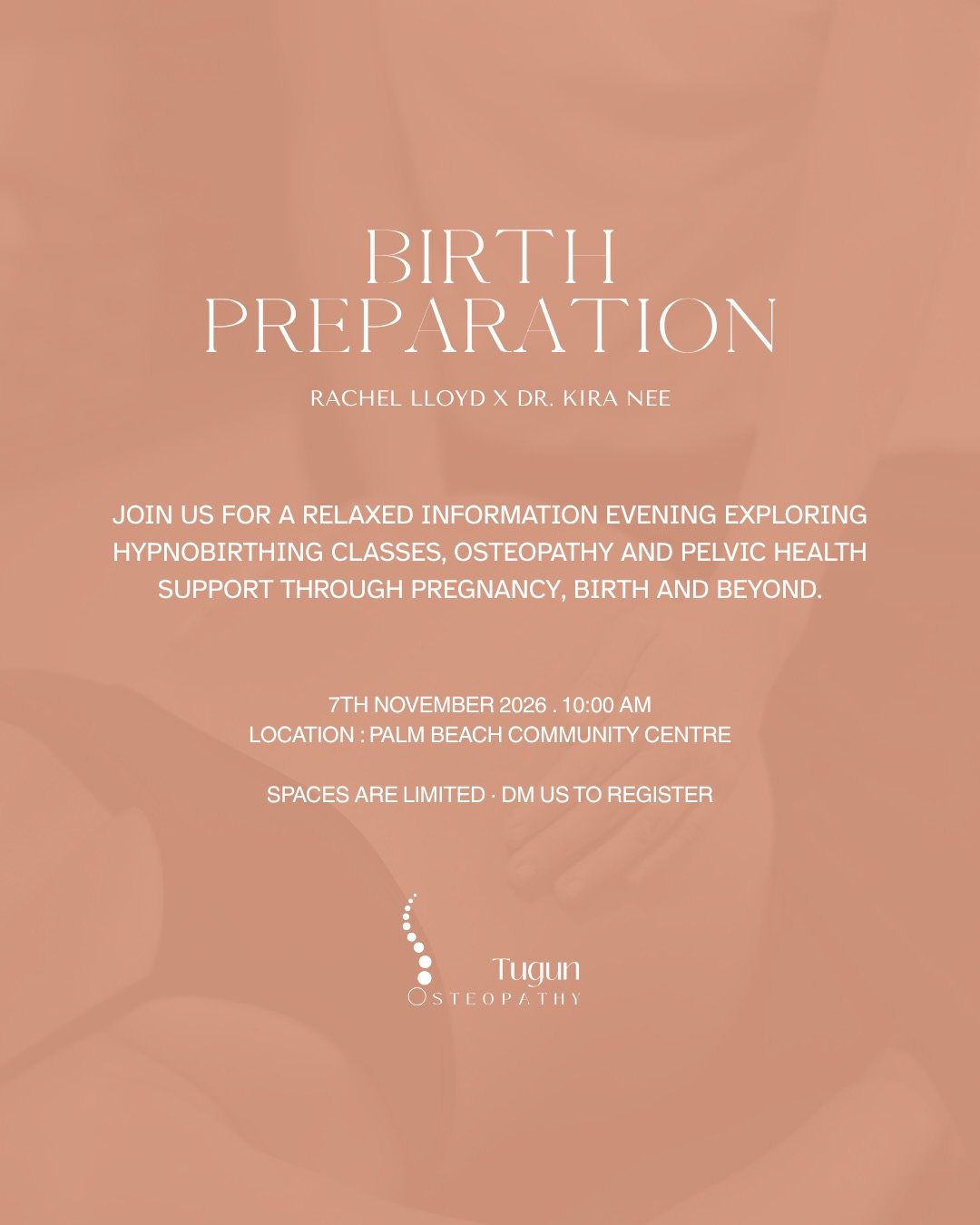 A relaxed morning to feel informed, supported and connected as you prepare for birth 🤍

Join @rachel_lloyd_doula , hypnobirthing educator &amp; birth doula, alongside Dr Kira Nee from @tugunosteopathy for a supportive session exploring:

&bull; What