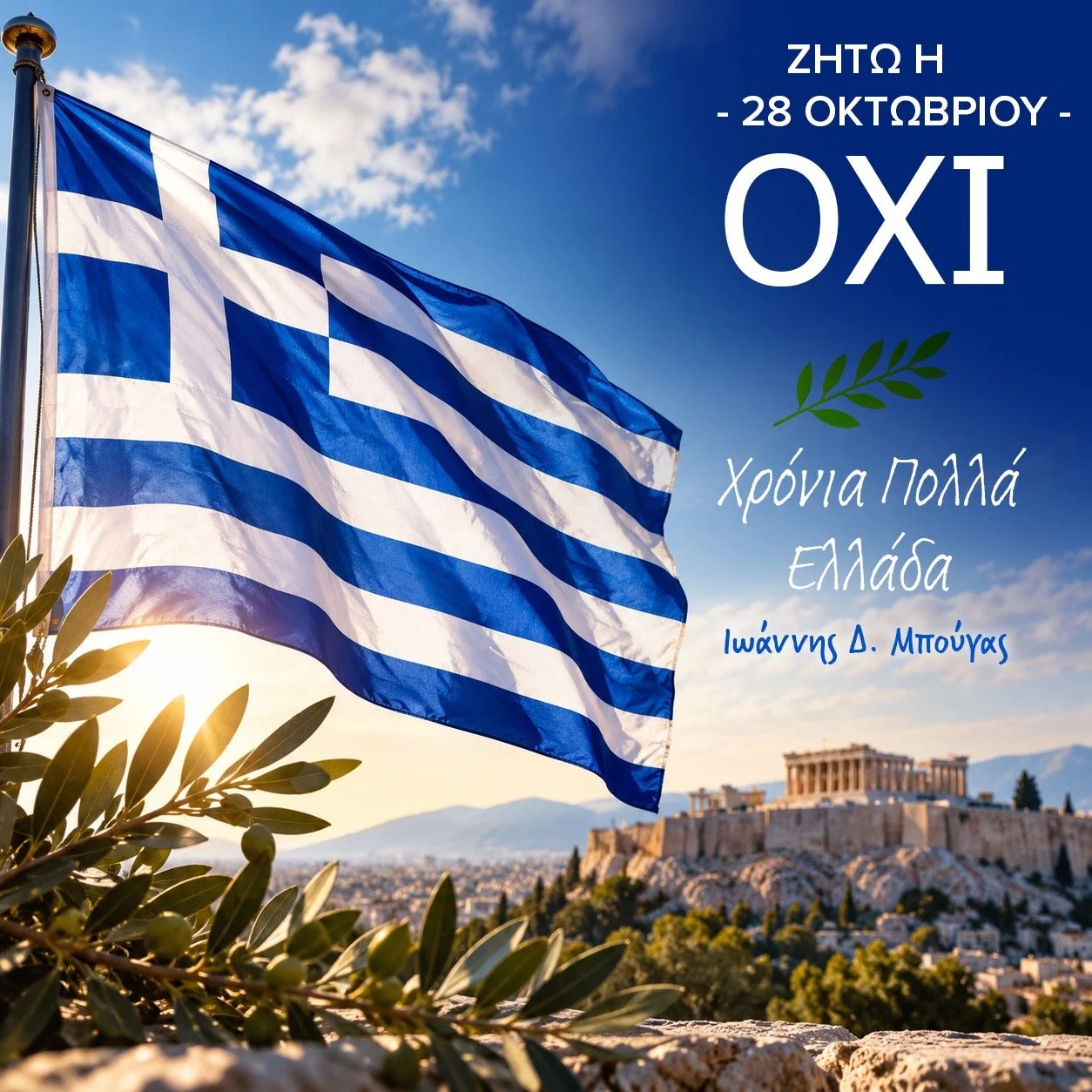 Μήνυμα του Υφυπουργού Δικαιοσύνης και Βουλευτή Φωκίδας κ. Ιωάννη Μπούγα &nbsp;για την Επέτειο της 28ης Οκτωβρίου 1940
