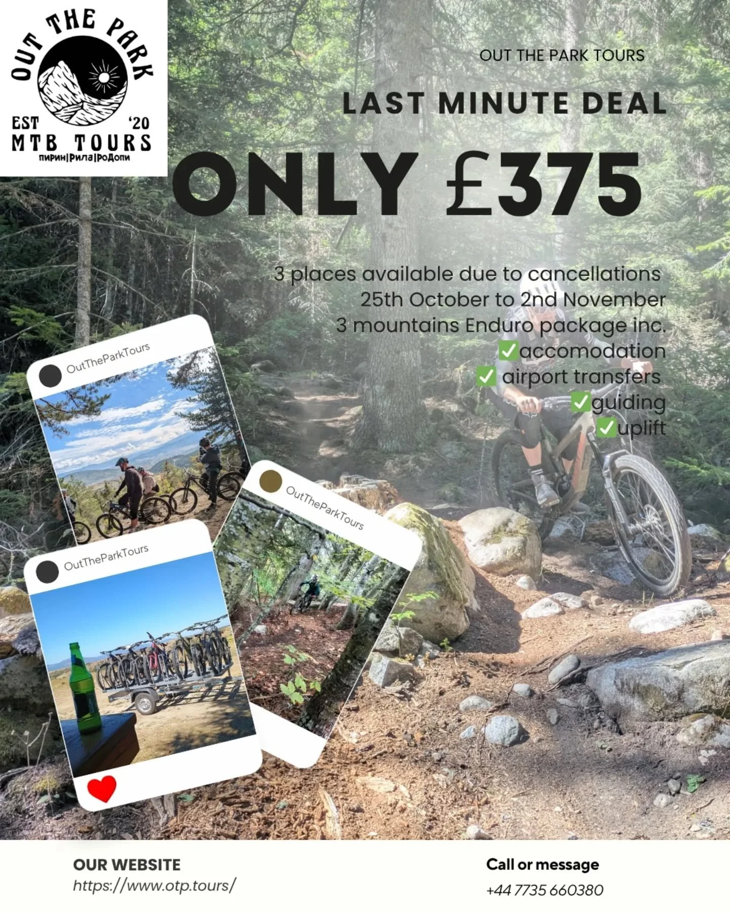 How about a last minute bike trip? 
You'll struggle to ride anywhere for cheaper!
Due to some last minute drop outs we have a few places available for our final riding week of the year. A fantastic opportunity for some autumn Enduro shredding in the 