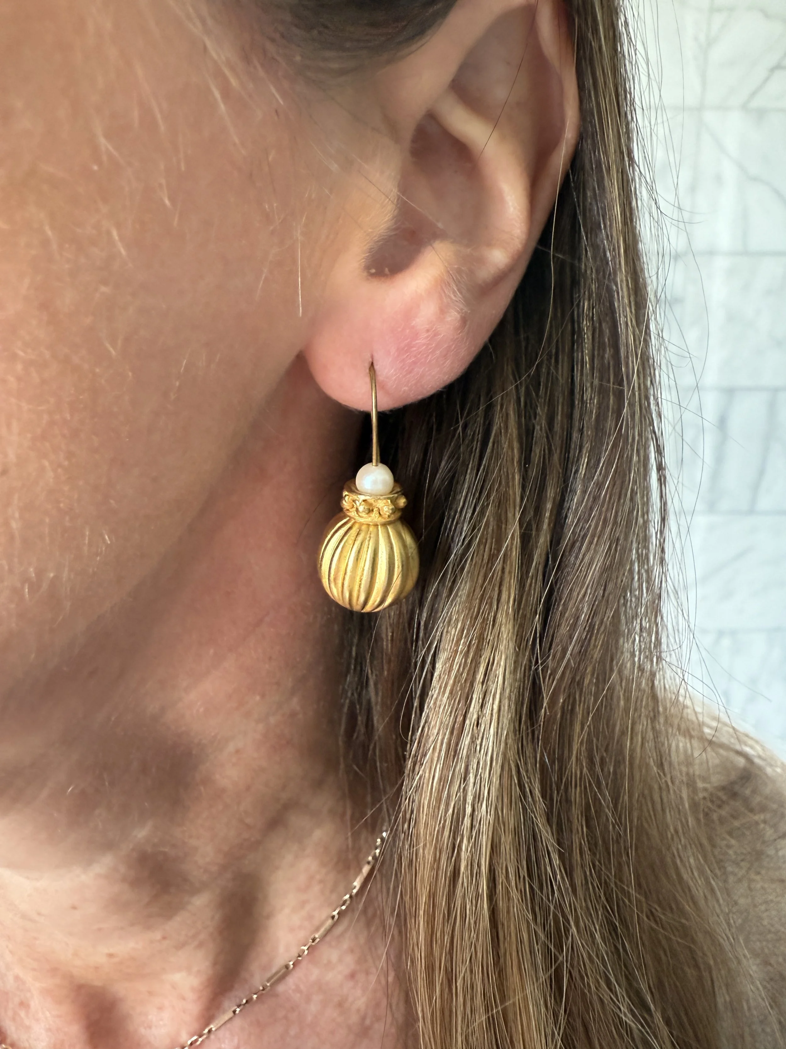 BVL944-ribbed-ball-drop-earrings-worn.JPG