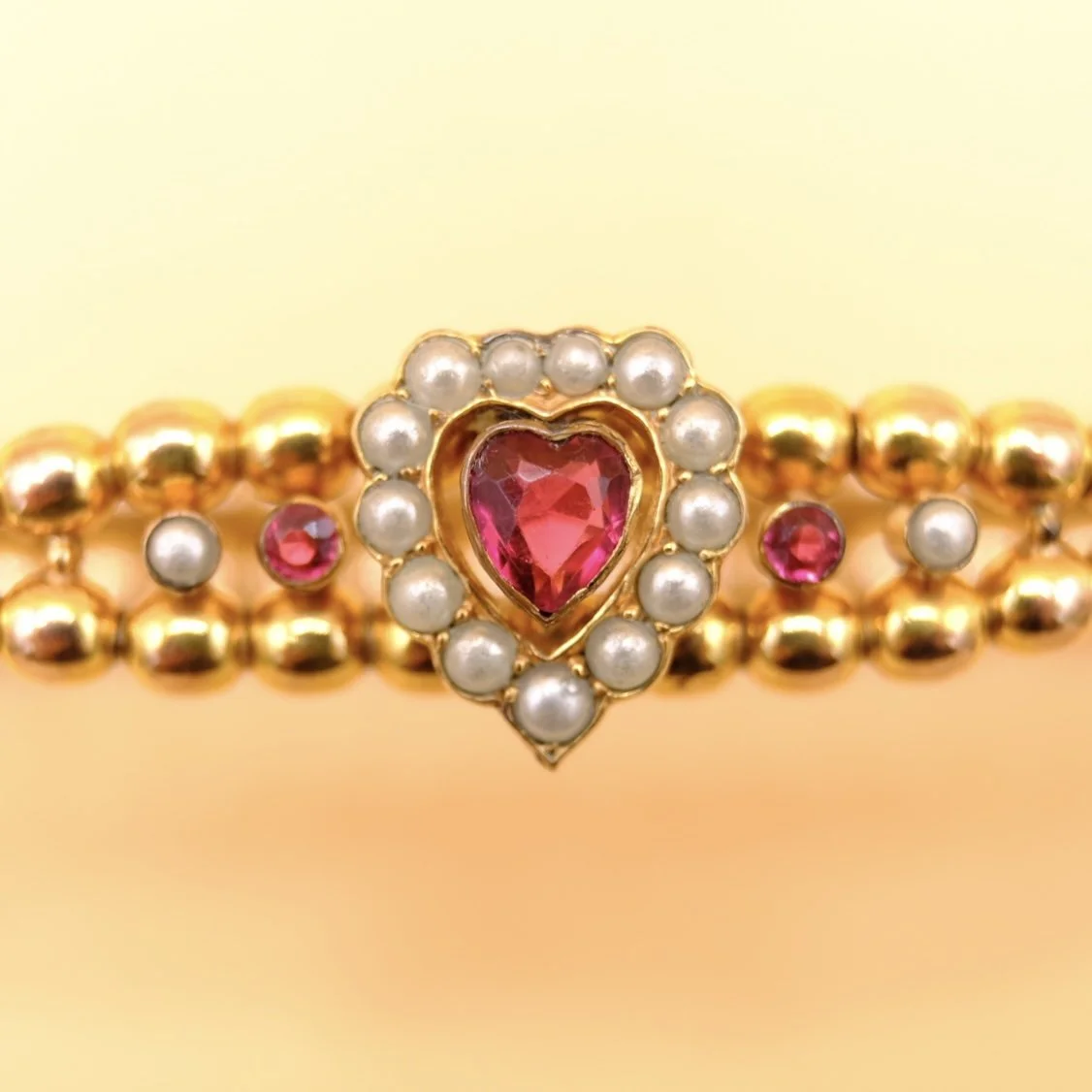 Antique Edwardian gold bead, seed pearl bracelet