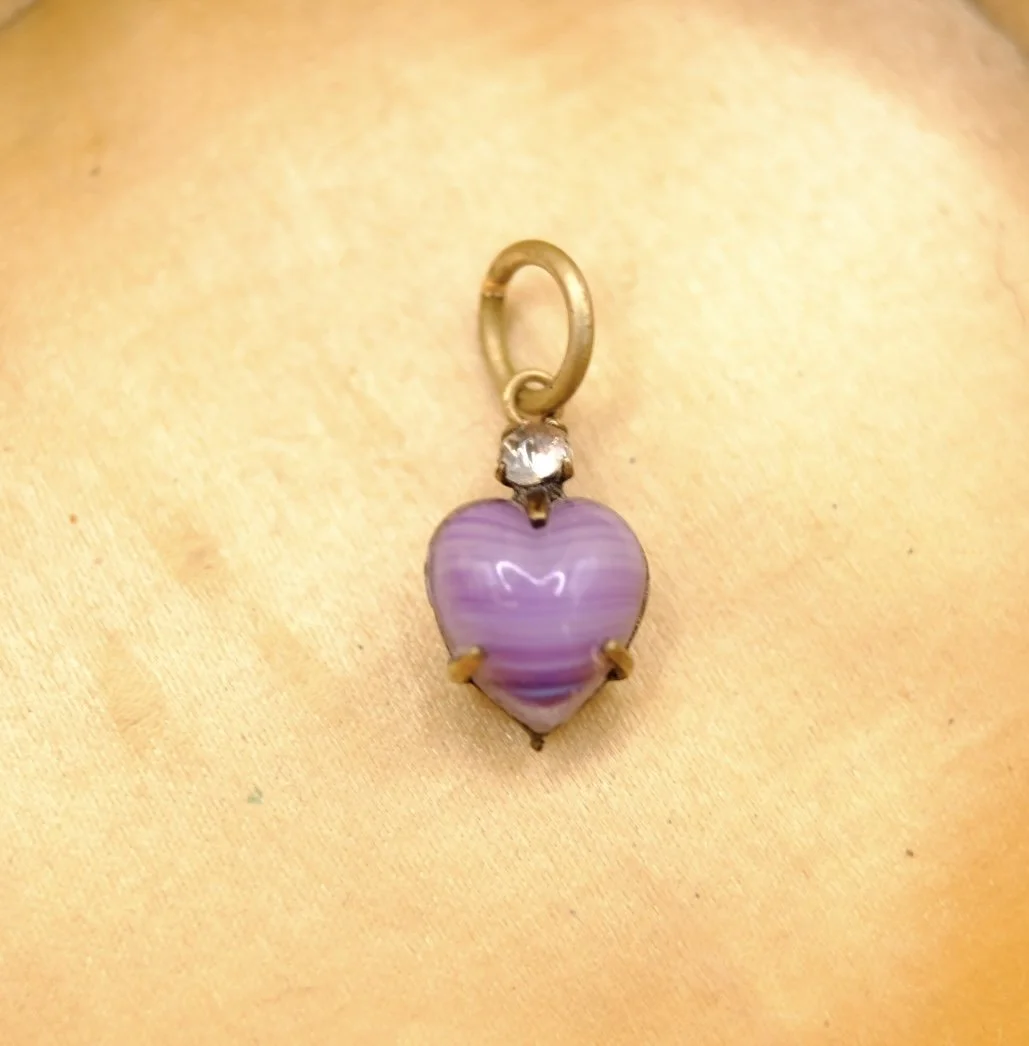Vintage purple paste heart pendant