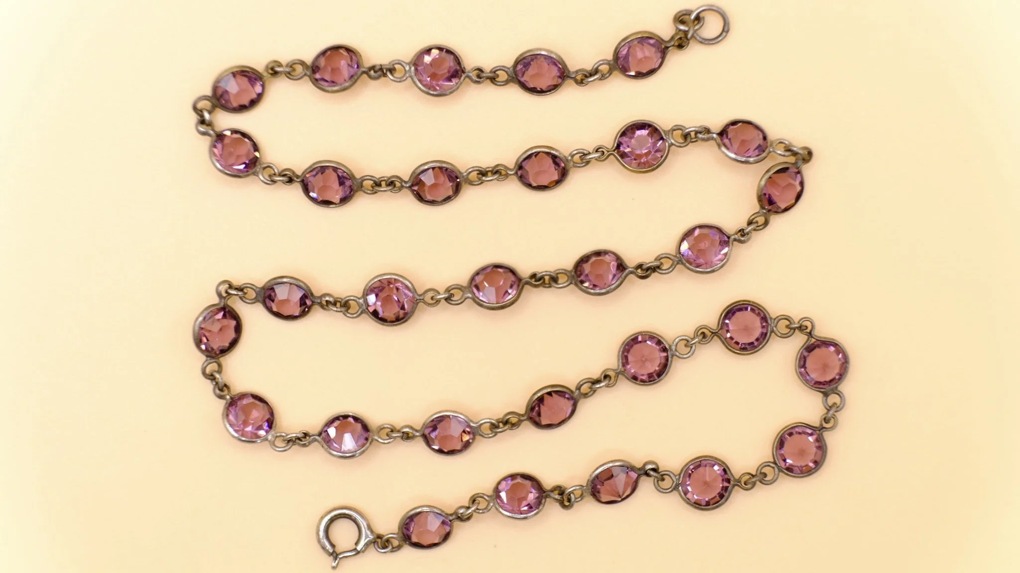 Antique purple paste riviere necklace