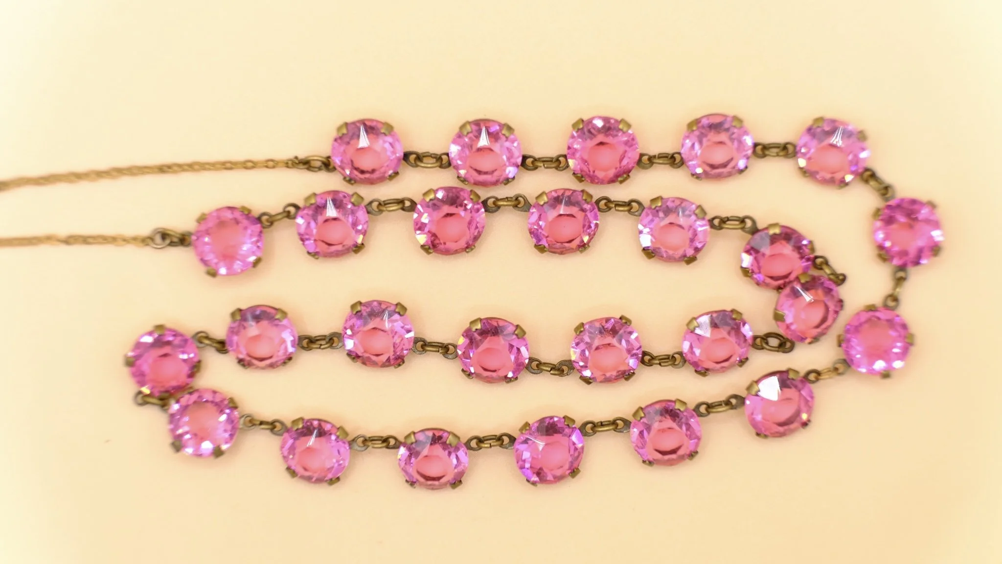 Antique pink paste rivière necklace