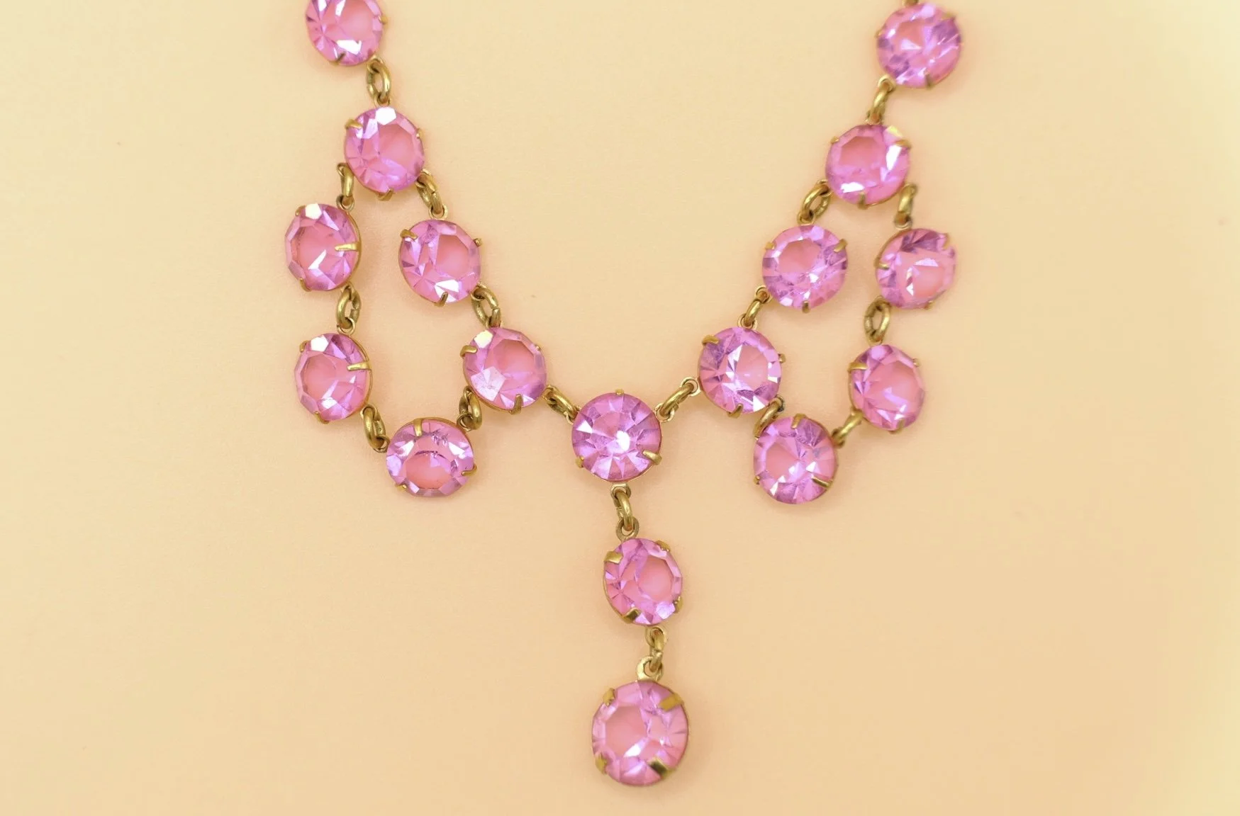 Vintage pink paste swag necklace