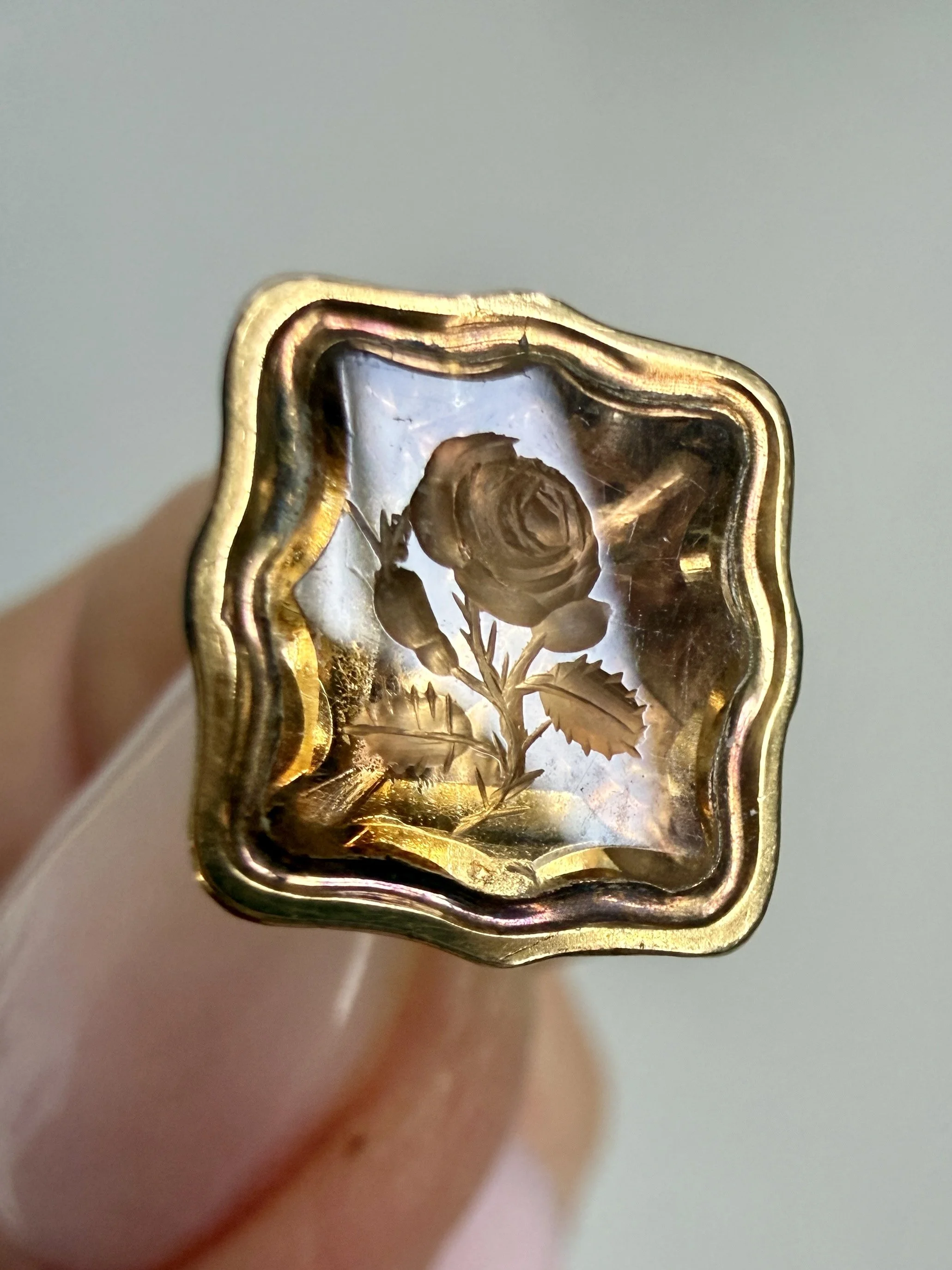 Victorian Citrine seal with rose engraving
