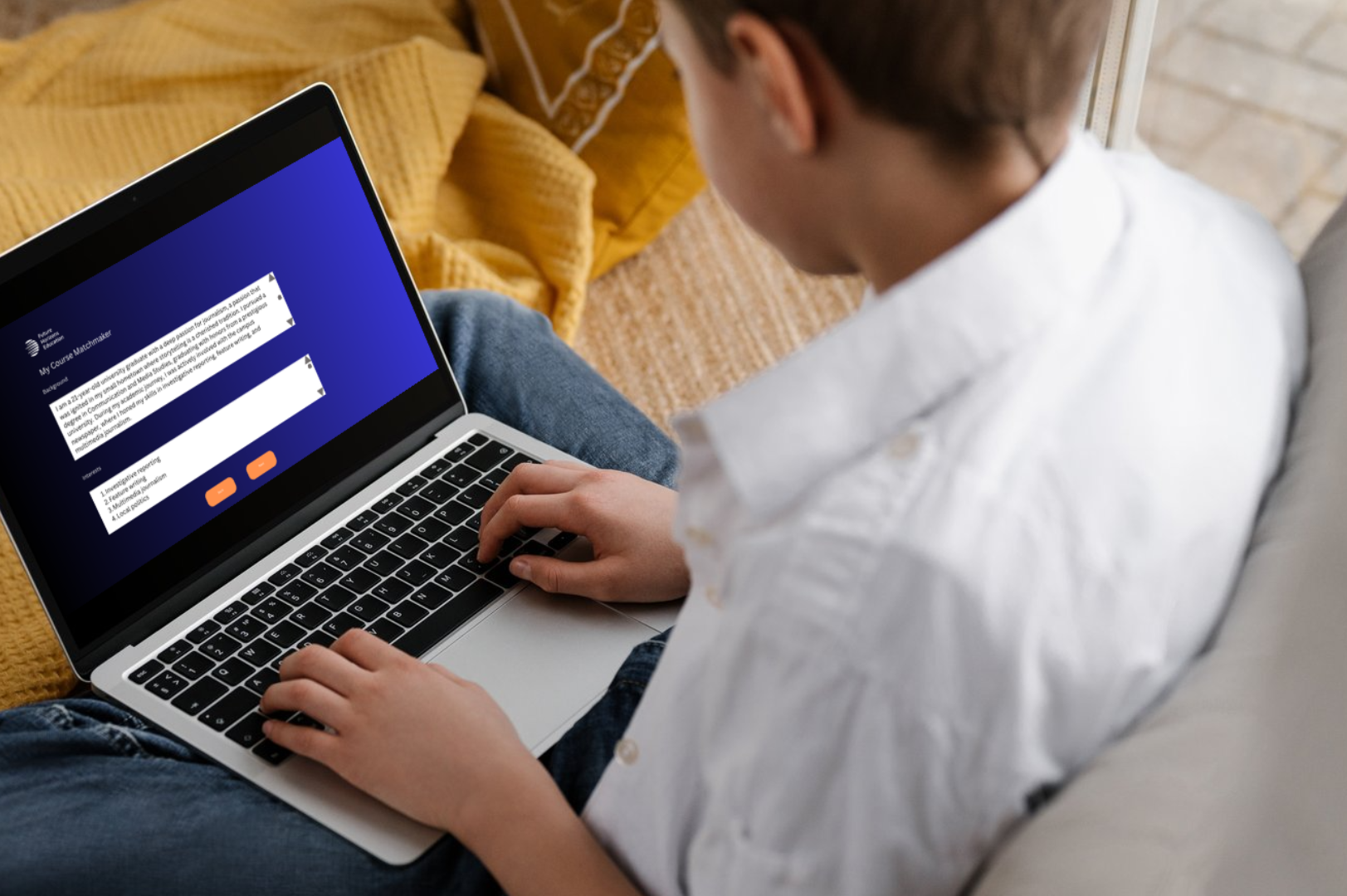 Laptop screen with student entering career data